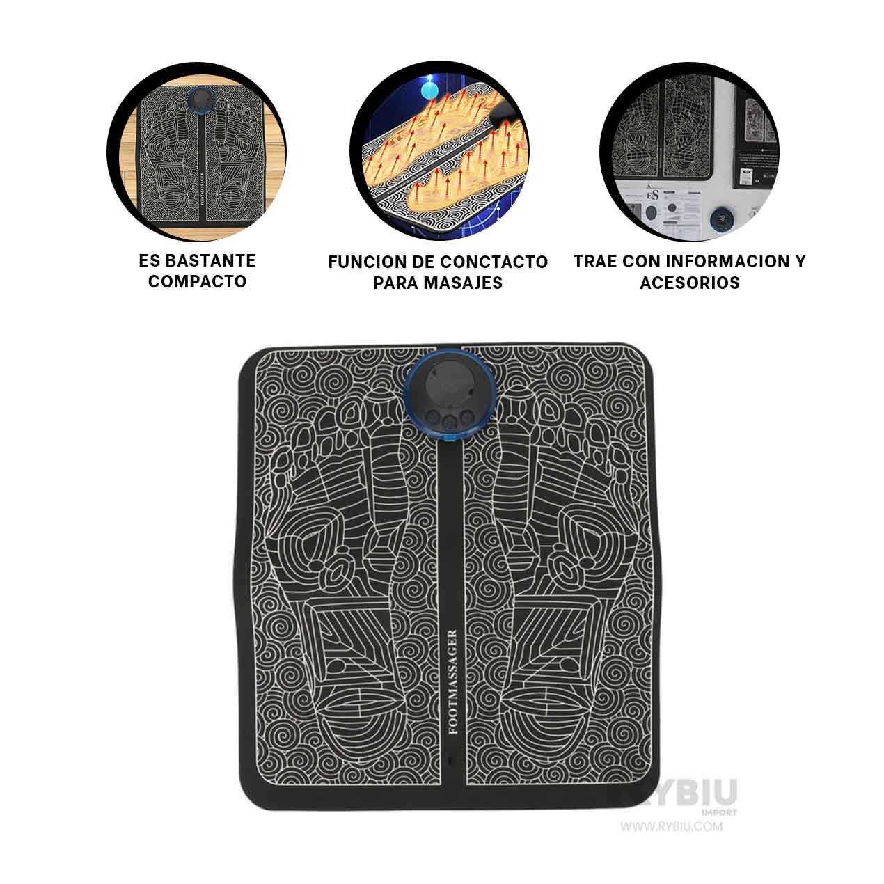 MASAJEADOR RYBIU PIES TE30248 USAR CASA TONO NEGRO + REGALO AGENDITA - 2