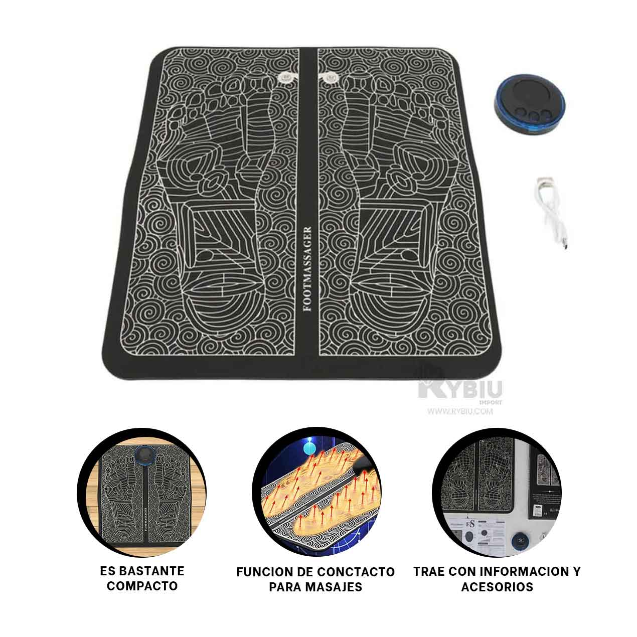 MASAJEADOR RYBIU PIES TE30248 USAR CASA TONO NEGRO + REGALO AGENDITA - 3