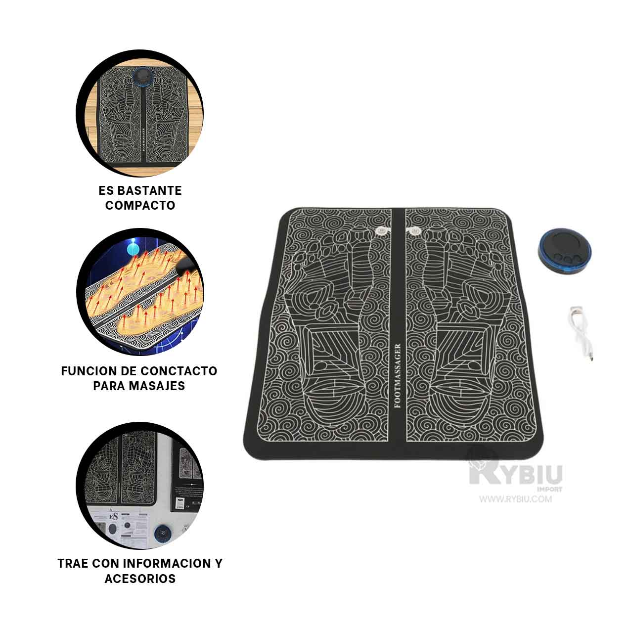 MASAJEADOR RYBIU PIES TE30248 USAR CASA TONO NEGRO + REGALO AGENDITA - 4