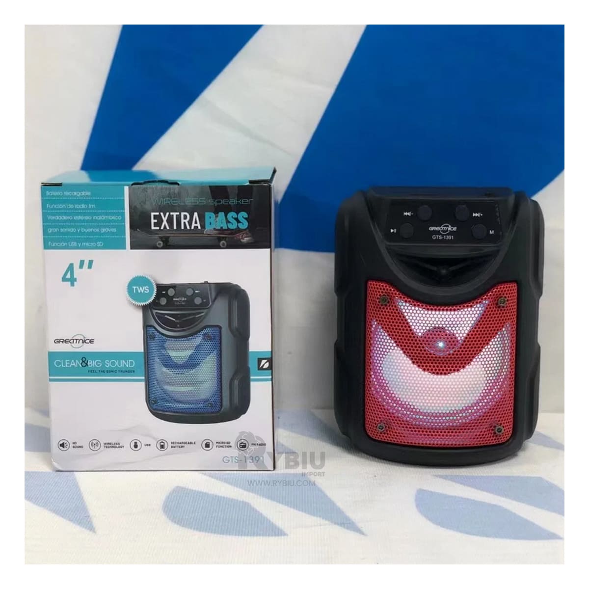 PARLANTE RYBIU GTS-1391 BATERIA 500MAH TONO NEGRO + REGALO AGENDITA - 1