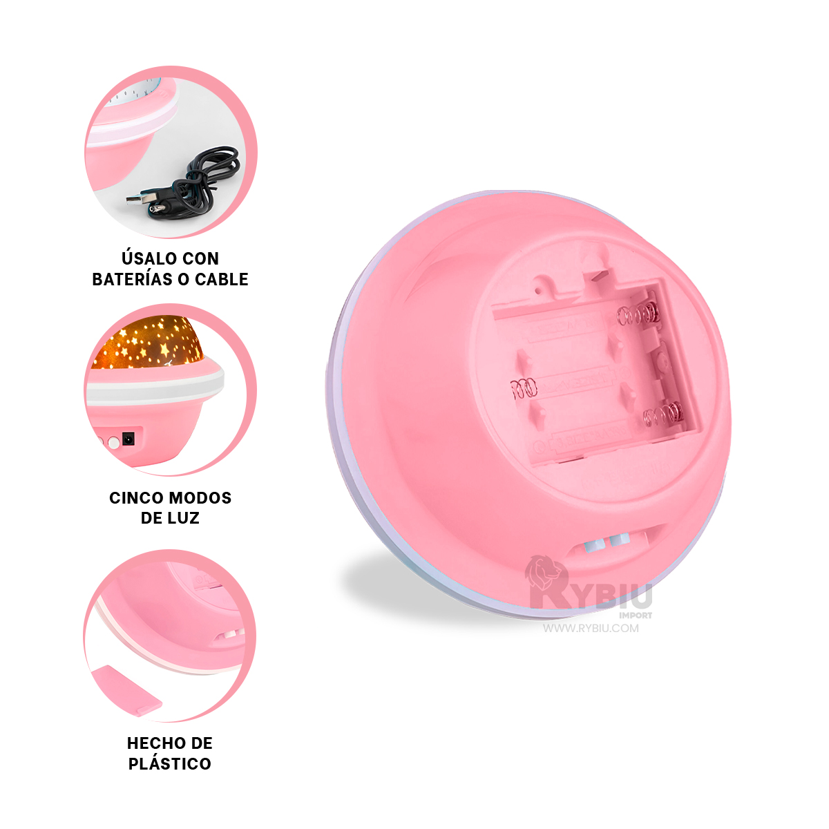 REFLECTOR RYBIU TE30259 ADAPTABLE Y ESTETICO EN ROSADO + REGALO AGENDITA - 2