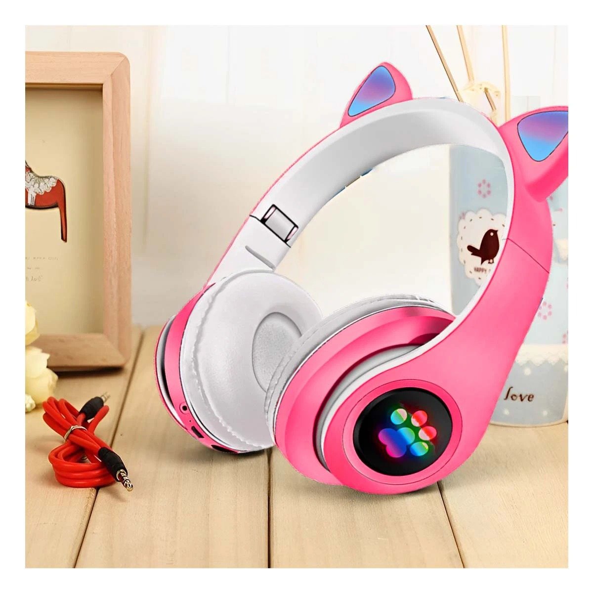 AUDÍFONOS RYBIU TE31551 GATO TONO FUCSIA + PAPEL REGALO - 3