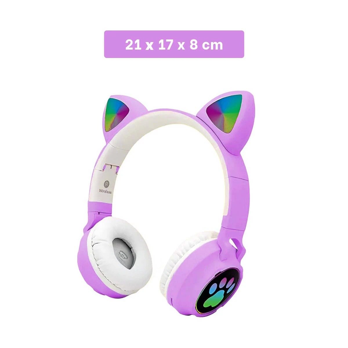 AUDÍFONOS RYBIU TE31552 CON TEMATICA GATO Y CON LUCES EN TONO MORADO - 4
