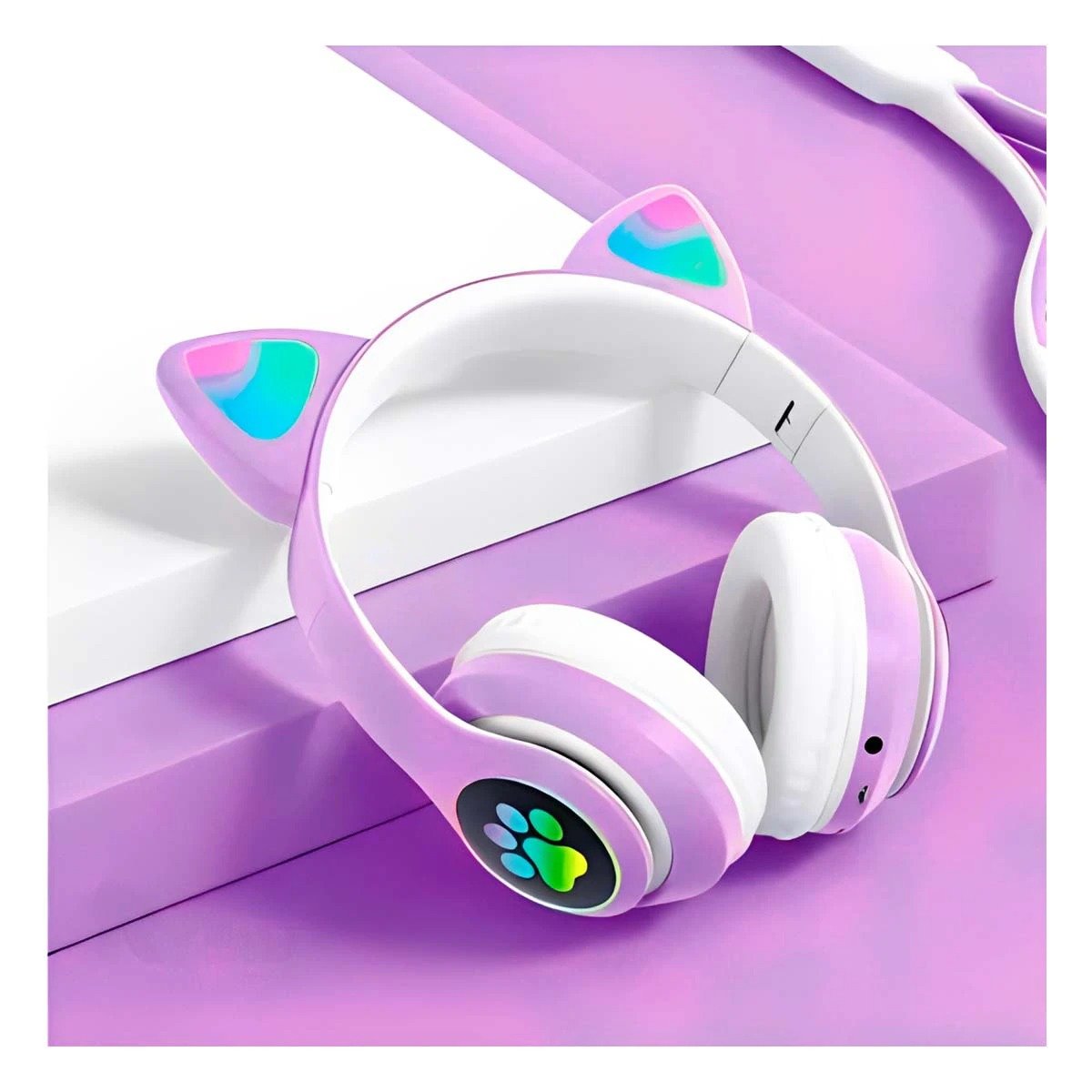 AUDÍFONOS RYBIU TE31552 GATO TONO MORADO + PAPEL REGALO - 3