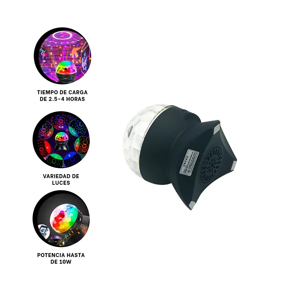 BOCINA PROYECTOR BLUETOOTH RYBIU TE30276 REFLECTOR MODERNO BRILLANTE DISCOTECA - 3