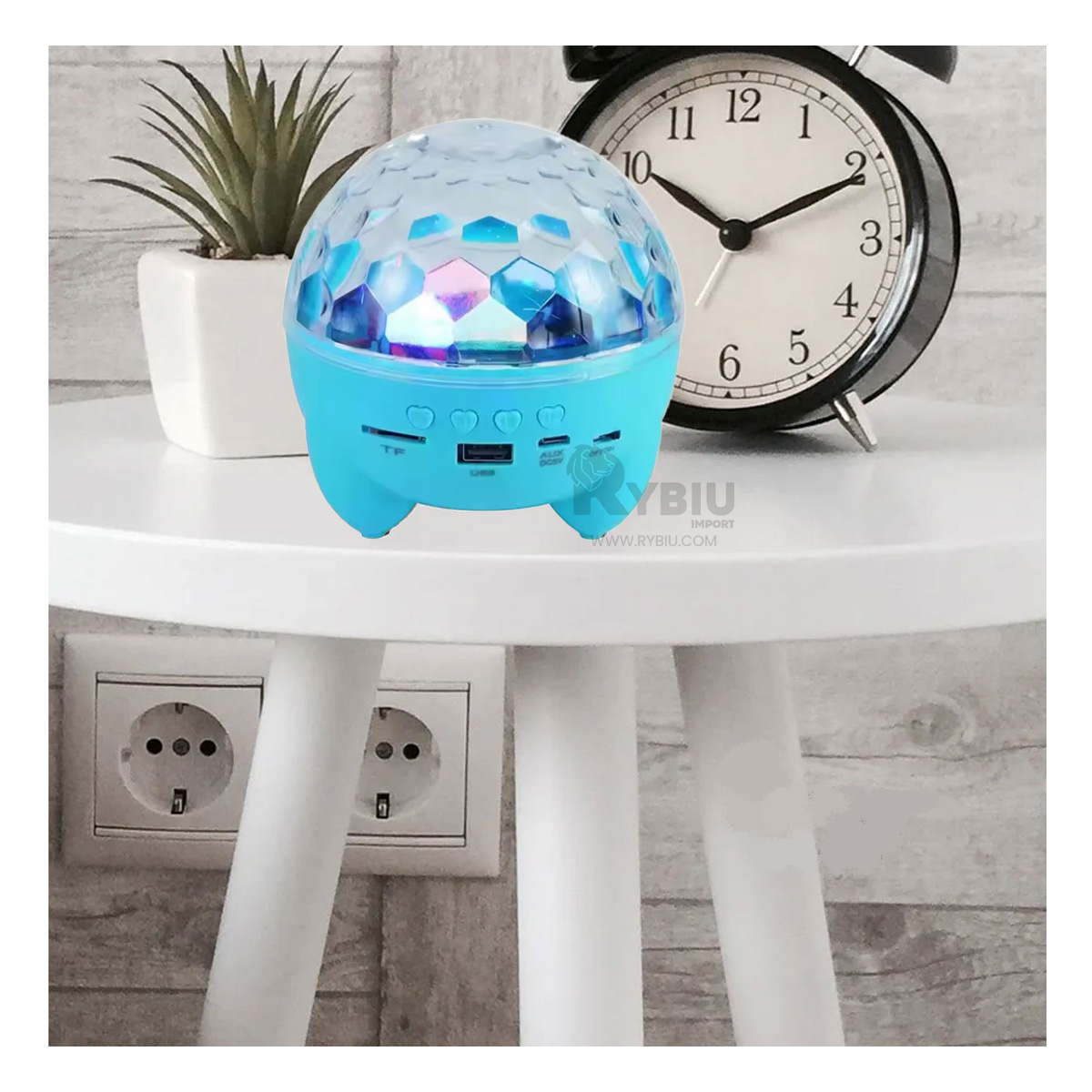 BOCINA PROYECTOR BLUETOOTH RYBIU TE30272 ADAPTABLE PRACTICO CELESTE + REGALO AGENDITA - 1