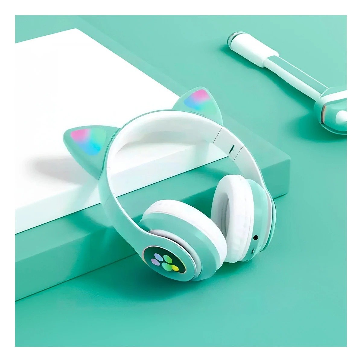 OREJERAS RYBIU TE31557 PORTATIL EN GATO COLOR VERDE + POST-IT ADHESIVOS - 2