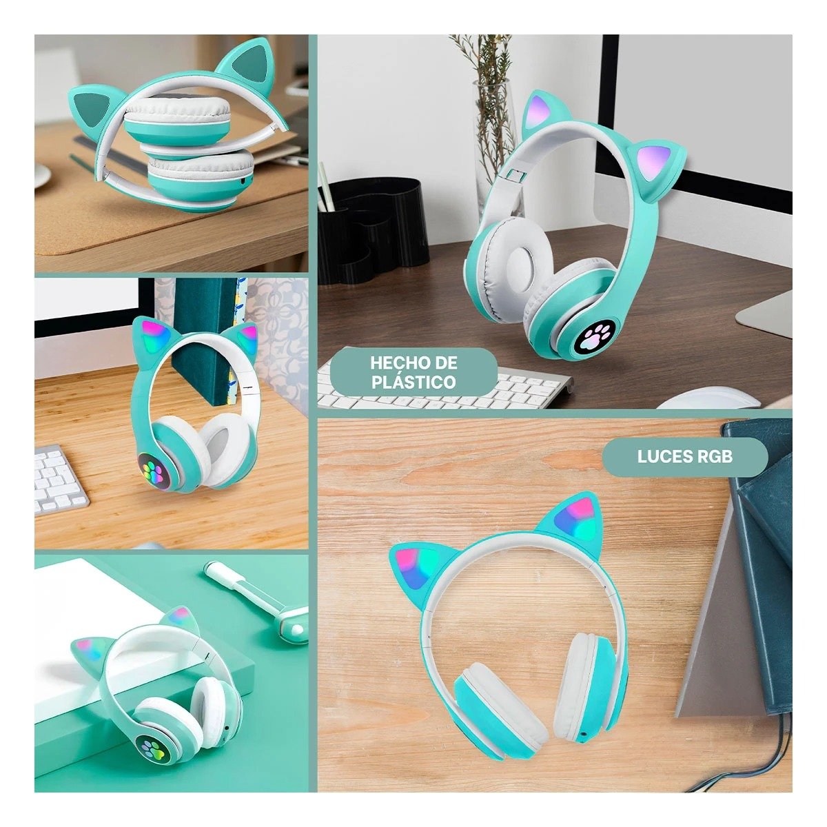 OREJERAS RYBIU TE31557 PORTATIL EN GATO COLOR VERDE + POST-IT ADHESIVOS - 5