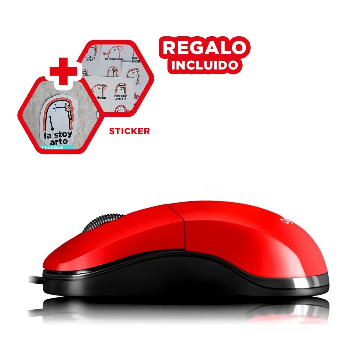 MOUSE RYBIU ERGONÓMICO Y FUNCIONAL STORM X ROJO + REGALO STICKERS TE31590 - 1