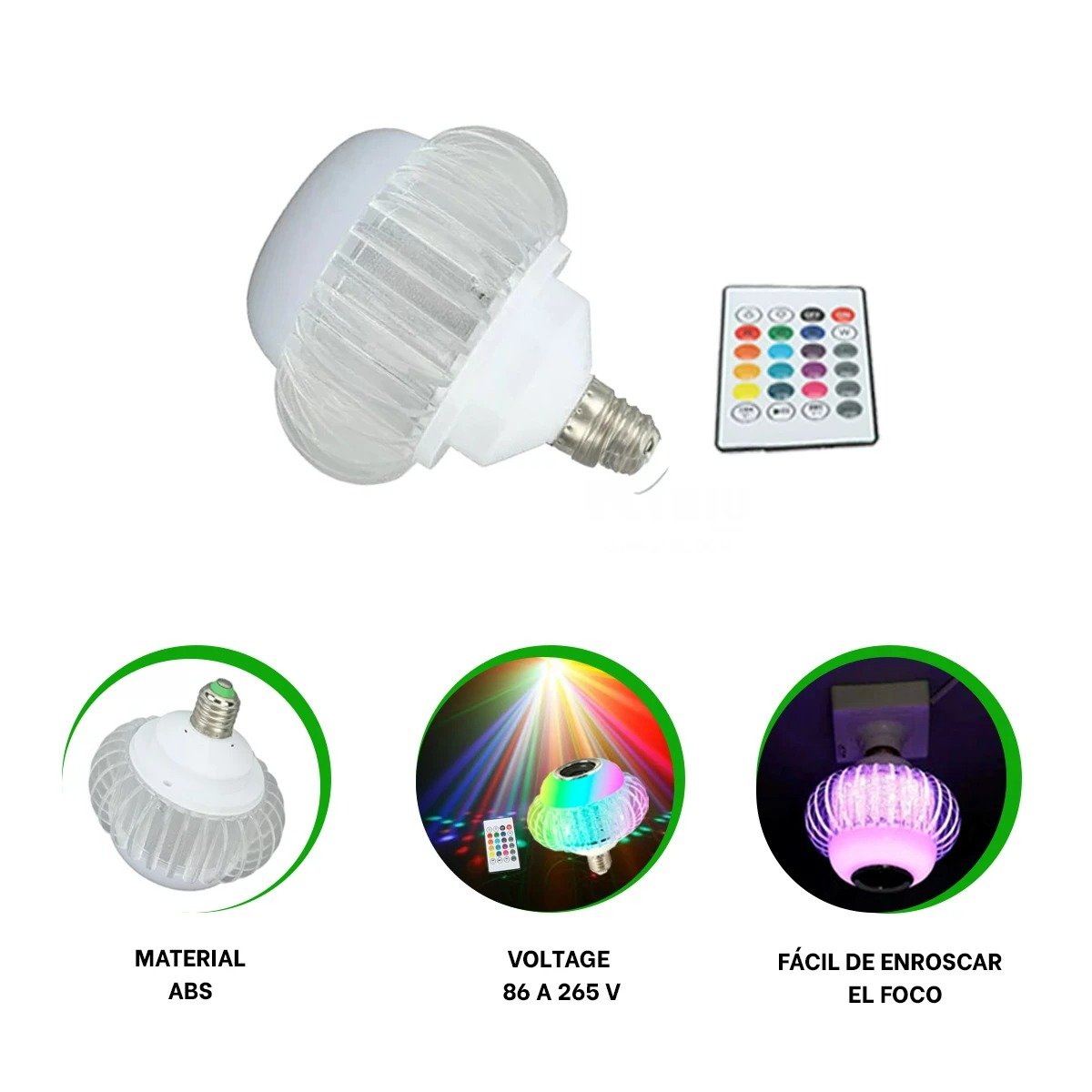 FOCO LED RYBIU TE30280 BOCINA BLUETOOTH TONO MULTICOLOR - 3