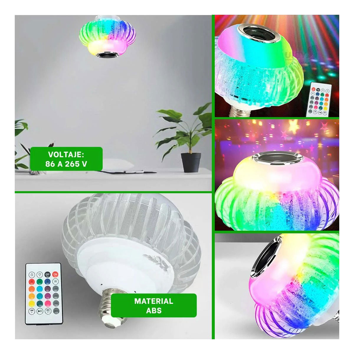 FOCO LED RYBIU TE30280 BOCINA BLUETOOTH TONO MULTICOLOR - 5