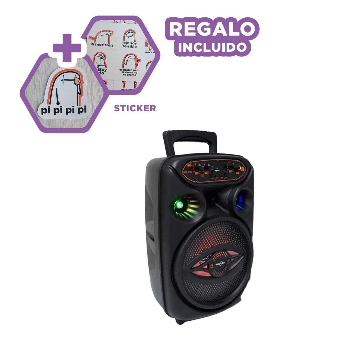 PARLANTE BLUETOOTH RYBIU GTS-1700 FUNCIONAL COMPACTO COLOR NEGRO + REGALO STICKERS - 1
