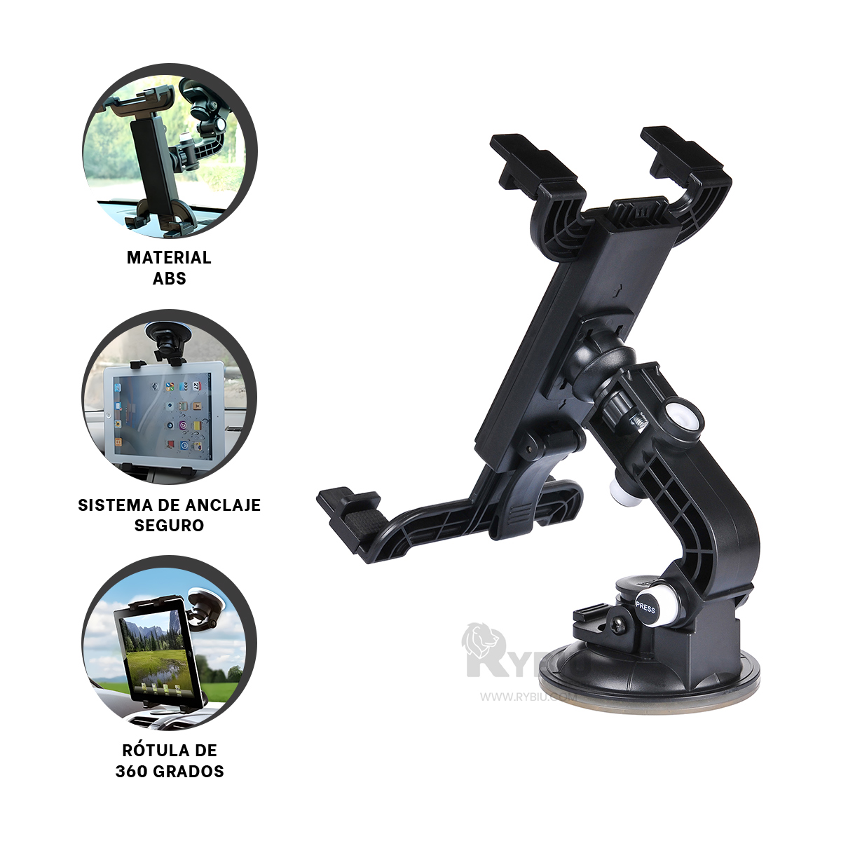 SOPORTE RYBIU 360 SEISA PORTATIL TABLETS COLOR NEGRO + REGALO AGENDITA - 3