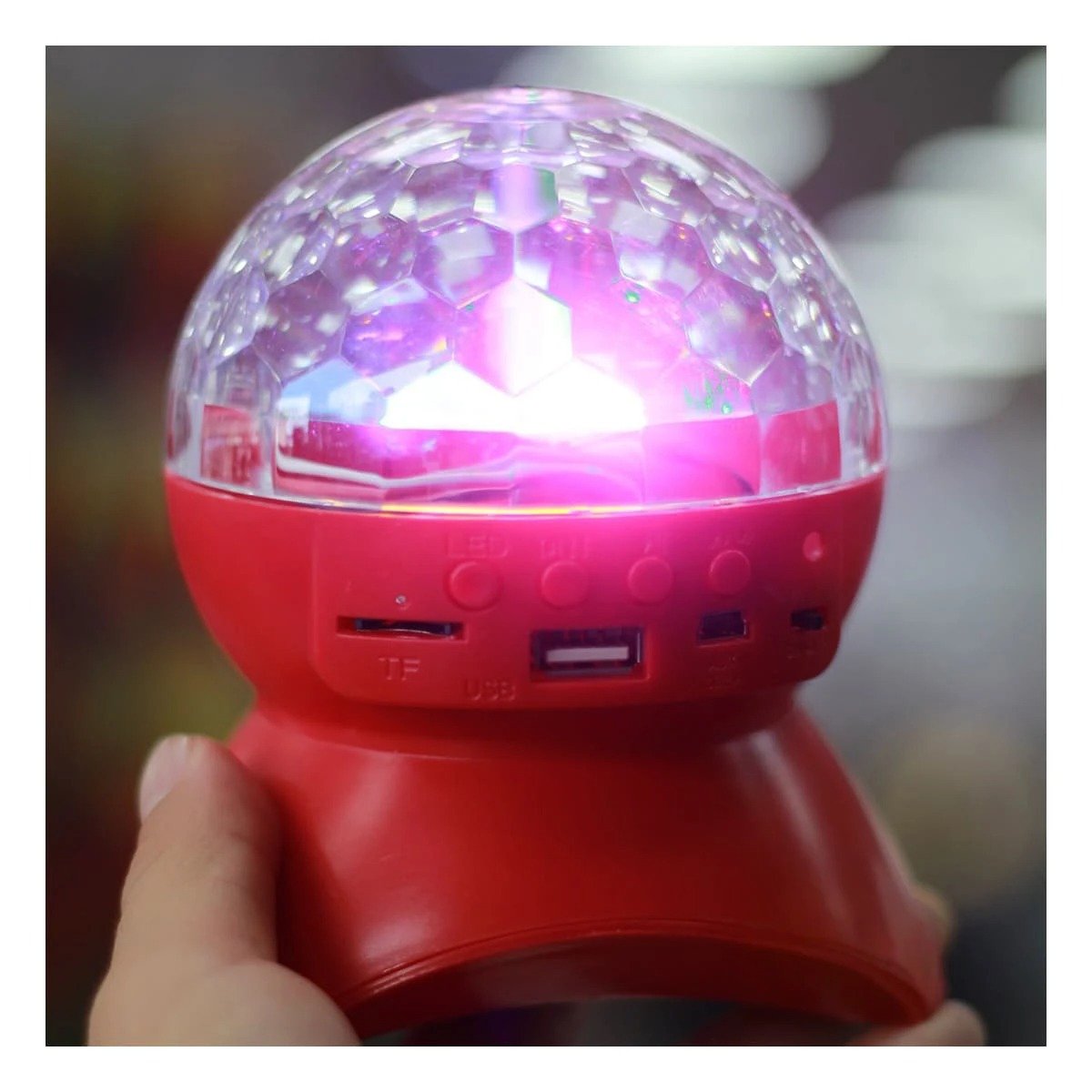 BOCINA PROYECTOR BLUETOOTH RYBIU TE30277 REFLECTOR VERSATIL DURABLE COLOR ROJO + REGALO STICKERS - 2