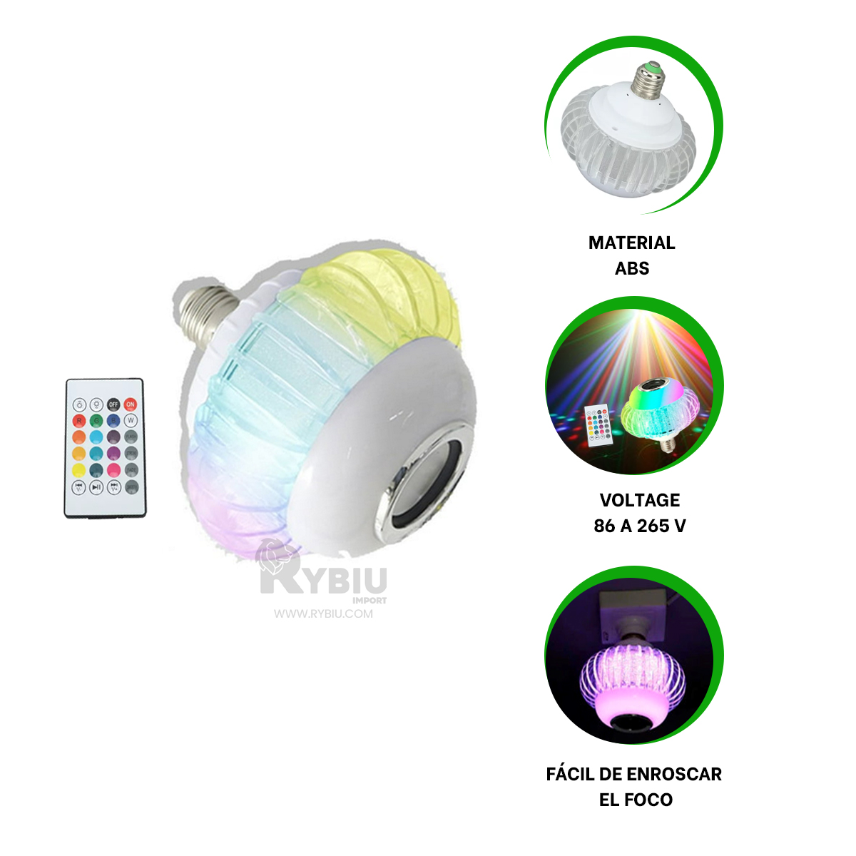 FOCO RYBIU TE30280 PLASTICO ABS LED BOCINA + REGALO AGENDITA - 3