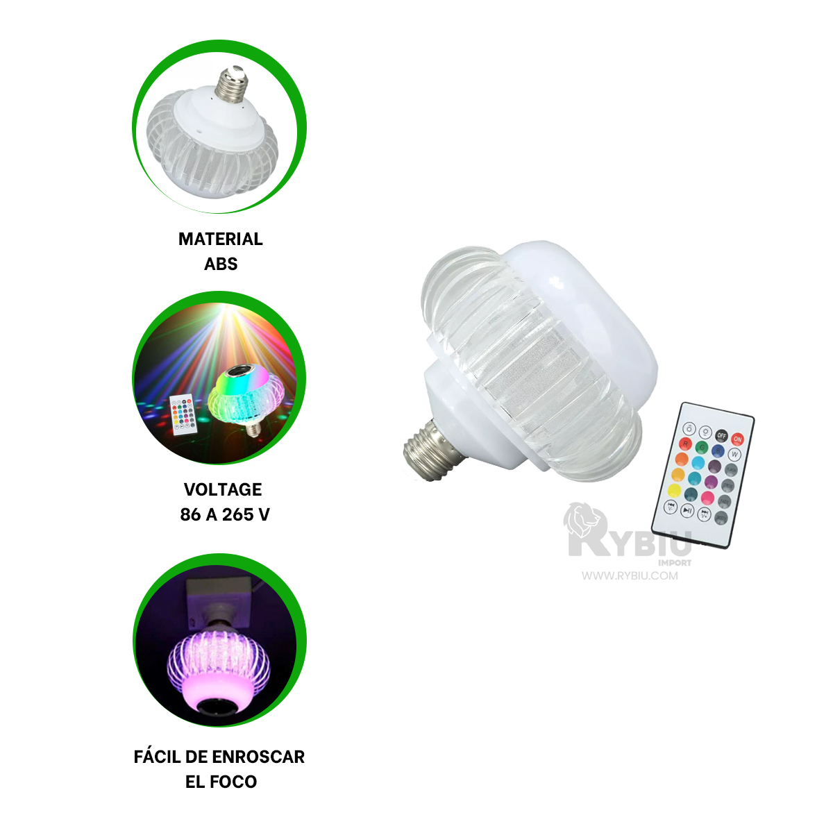 FOCO RYBIU TE30280 PLASTICO ABS LED BOCINA + REGALO AGENDITA - 4