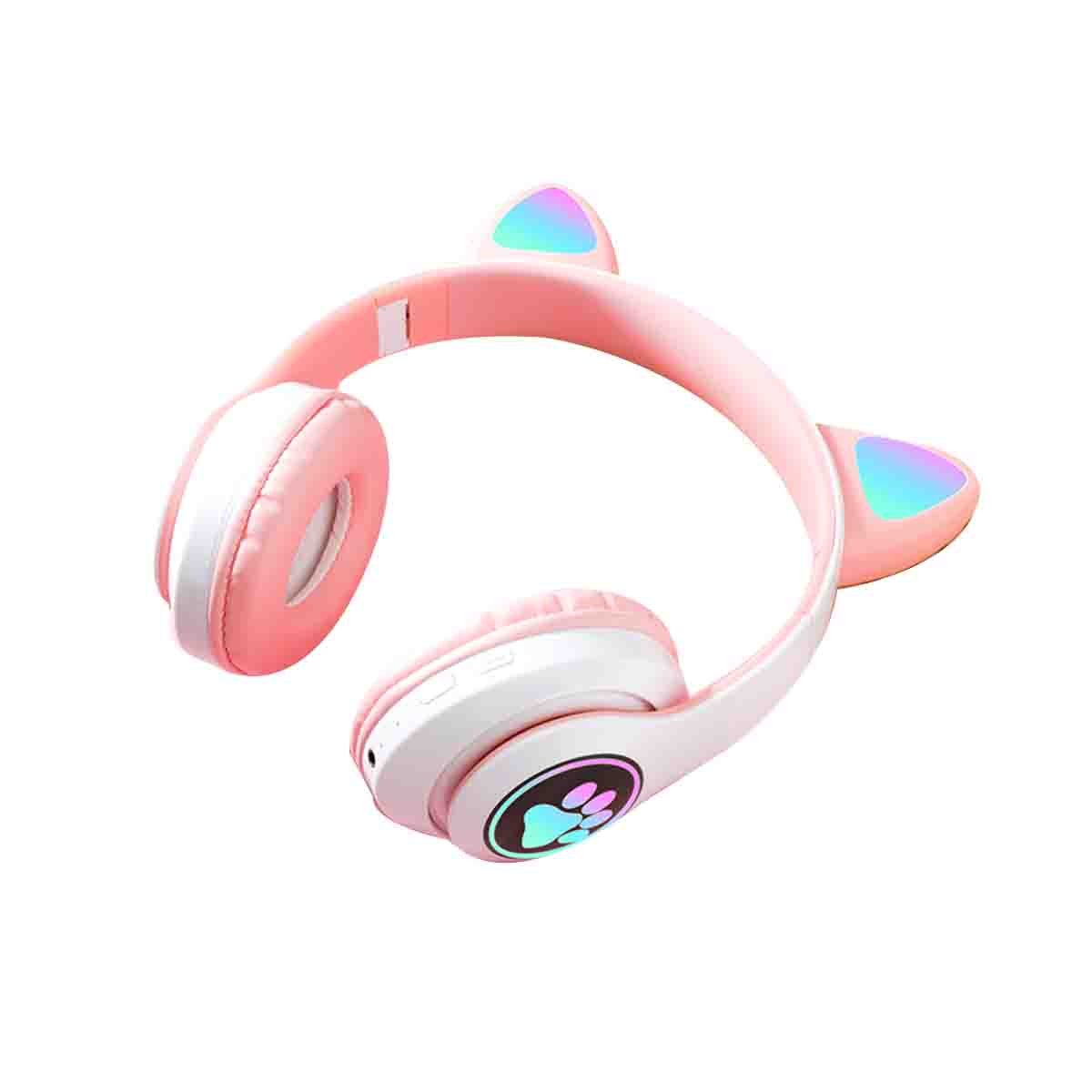 AUDÍFONOS RYBIU TE31556 FORMA GATO EN COLOR ROSADO + REGALO STICKERS - 3