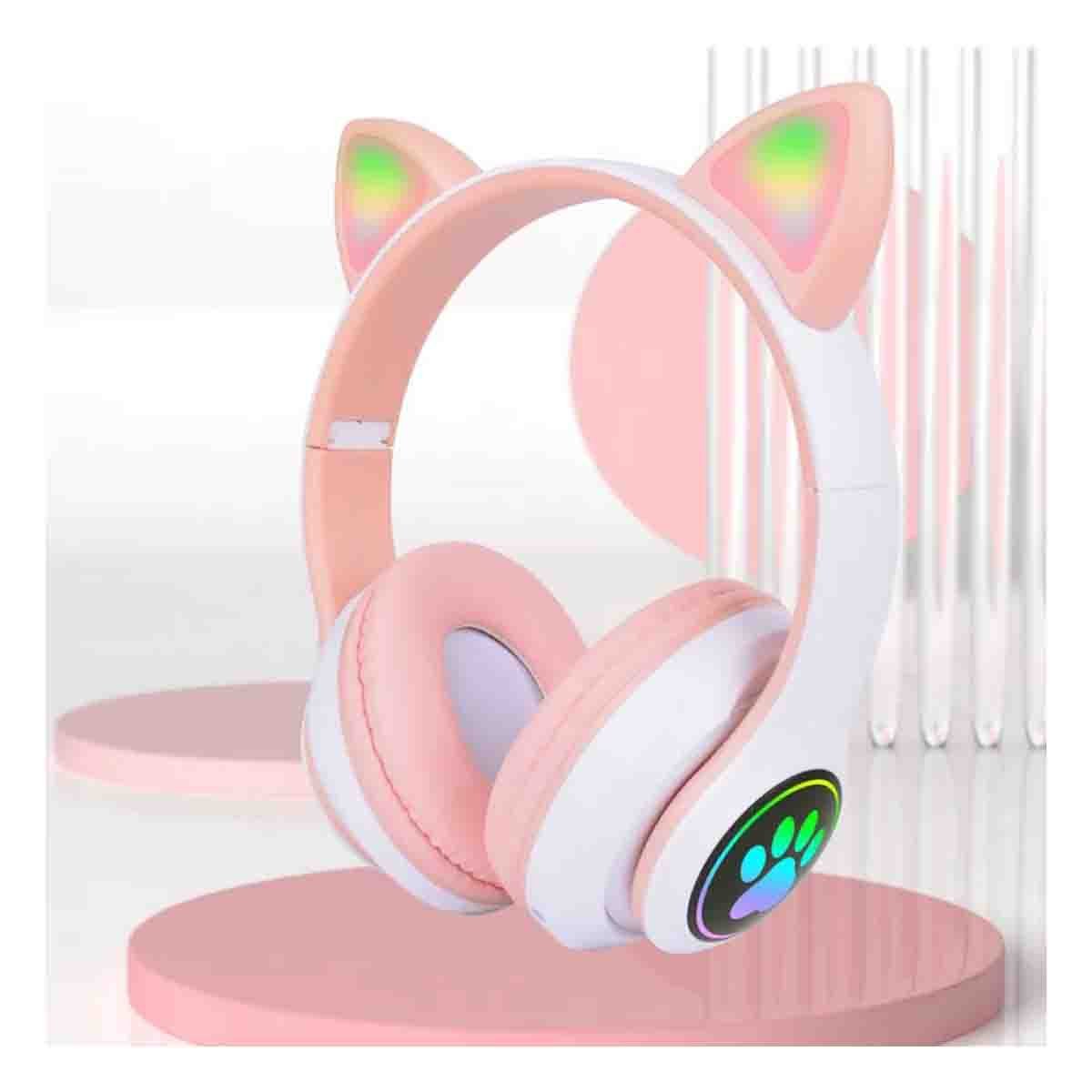 AUDÍFONOS RYBIU TE31556 FORMA GATO EN COLOR ROSADO + REGALO STICKERS - 5