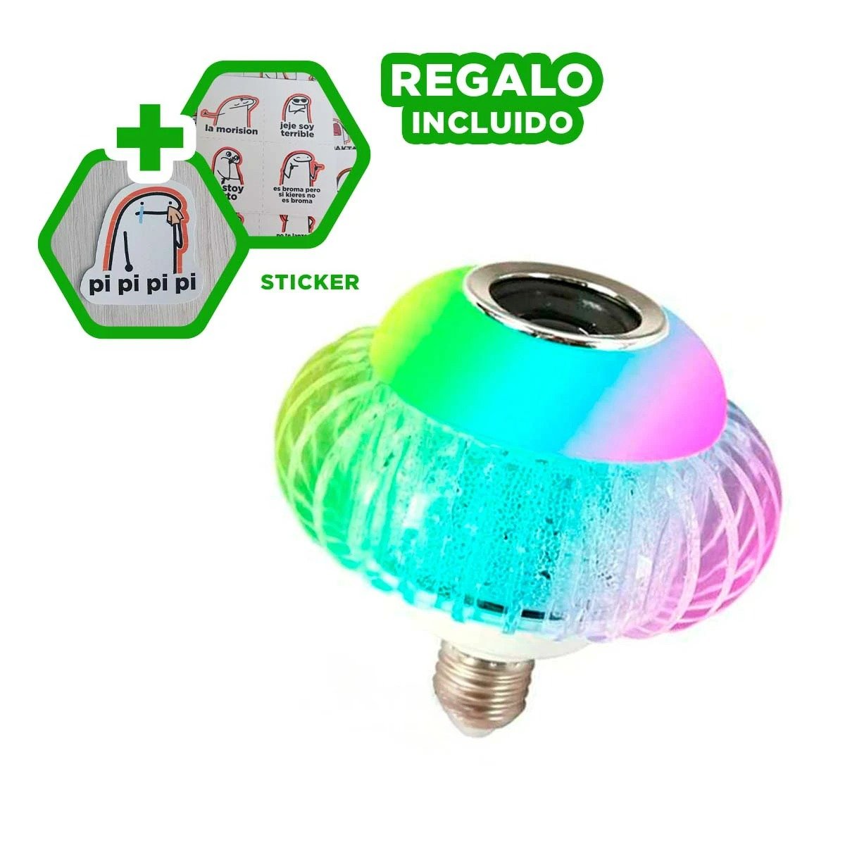 FOCO RYBIU TE30280 MODERNO LED BLUETOOTH MULTICOLOR + REGALO STICKERS - 1