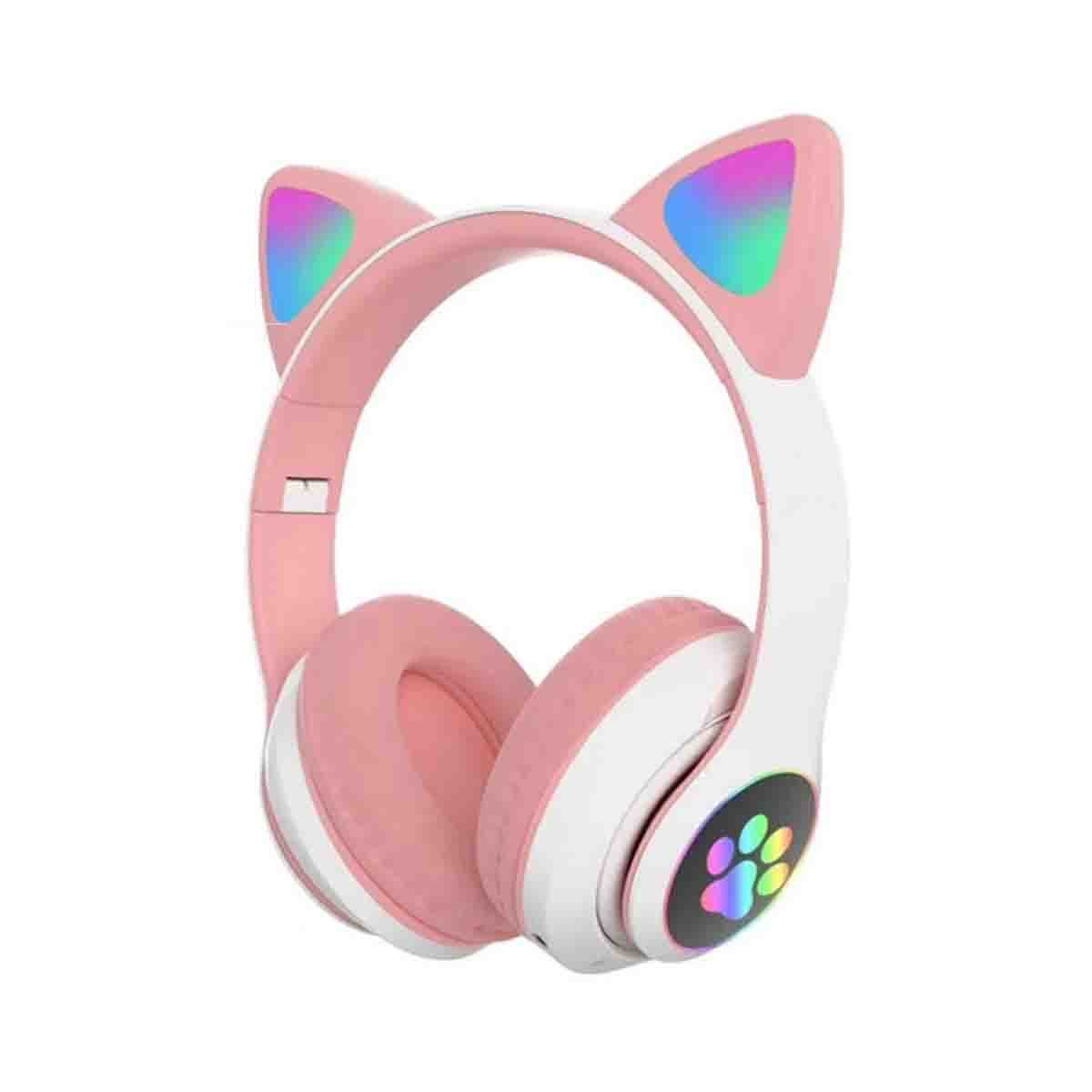 AUDÍFONOS RYBIU TE31556 GATO COLOR ROSADO + PAPEL REGALO - 1
