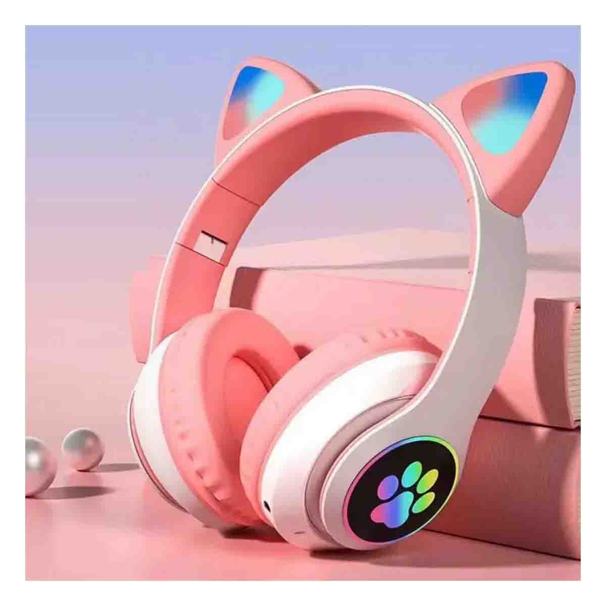 AUDÍFONOS RYBIU TE31556 GATO COLOR ROSADO + PAPEL REGALO - 2
