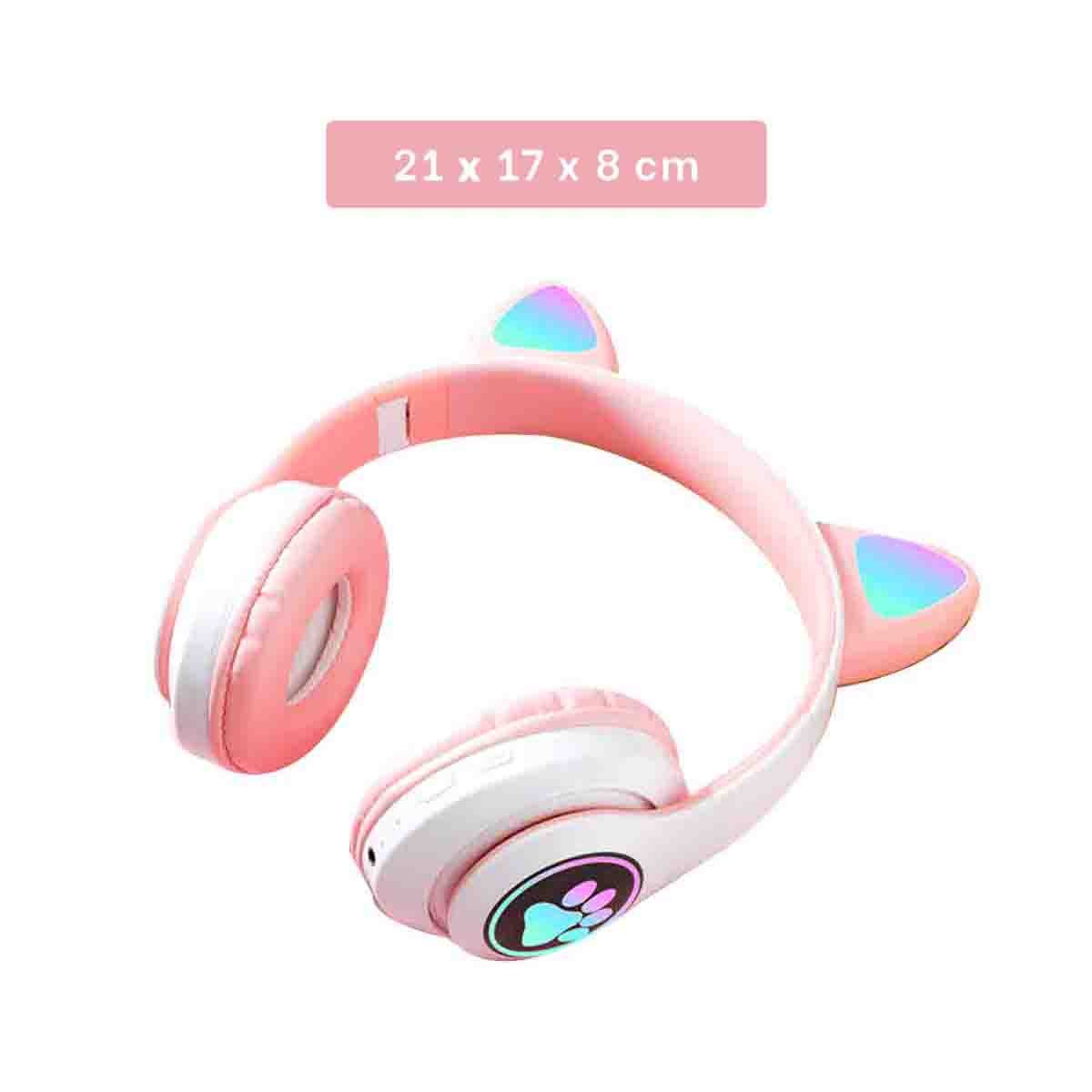 AUDÍFONOS RYBIU TE31556 GATO COLOR ROSADO + PAPEL REGALO - 4