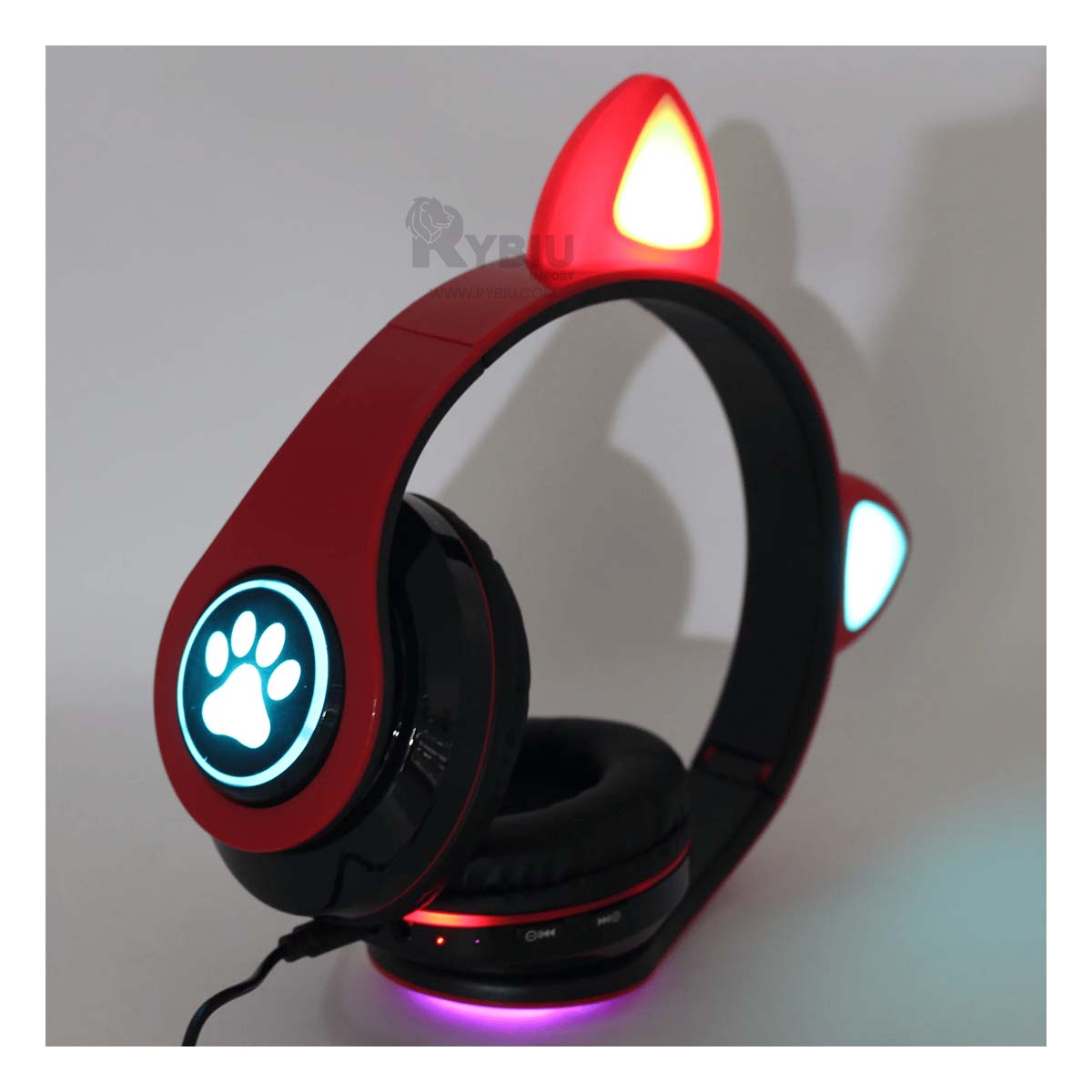 AUDÍFONOS RYBIU TE31555 TIPO GATO EN COLOR ROJO + REGALO AGENDITA - 2