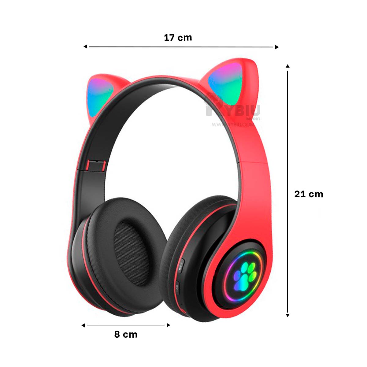AUDÍFONOS RYBIU TE31555 TIPO GATO EN COLOR ROJO + REGALO AGENDITA - 5
