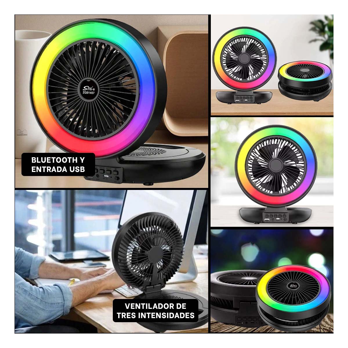 PARLANTE PORTATIL RYBIU TE29439 VENTILADOR INCORPORADO TONO NEGRO - 5