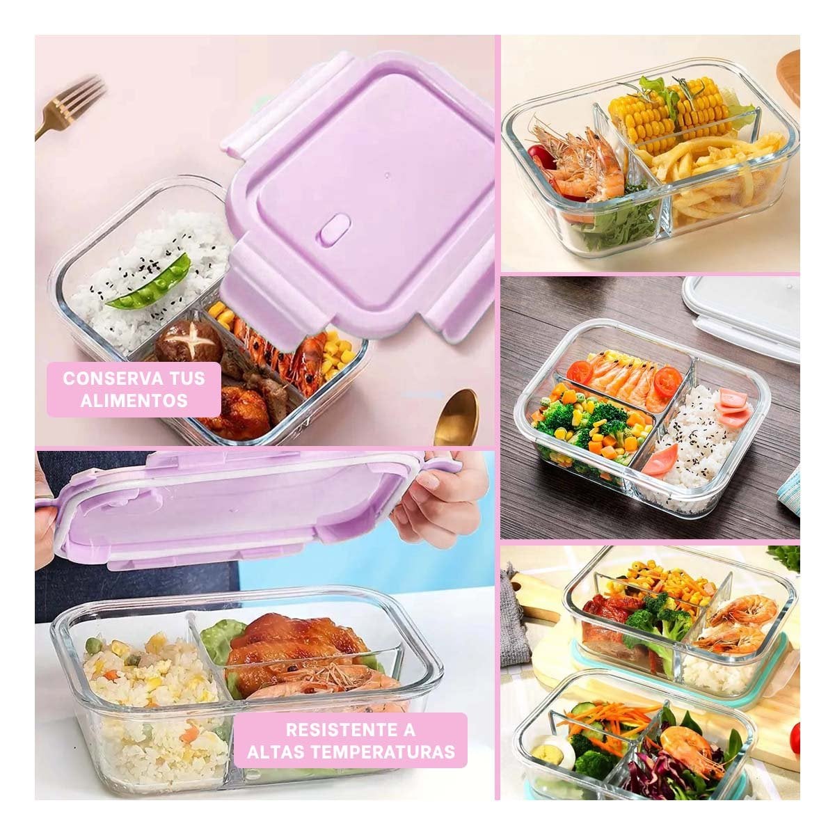 ENVASE APTO PARA ALIMENTOS RYBIU CO30470 VIDRIO ROSADO +POST-IT ADHESIVO - 1