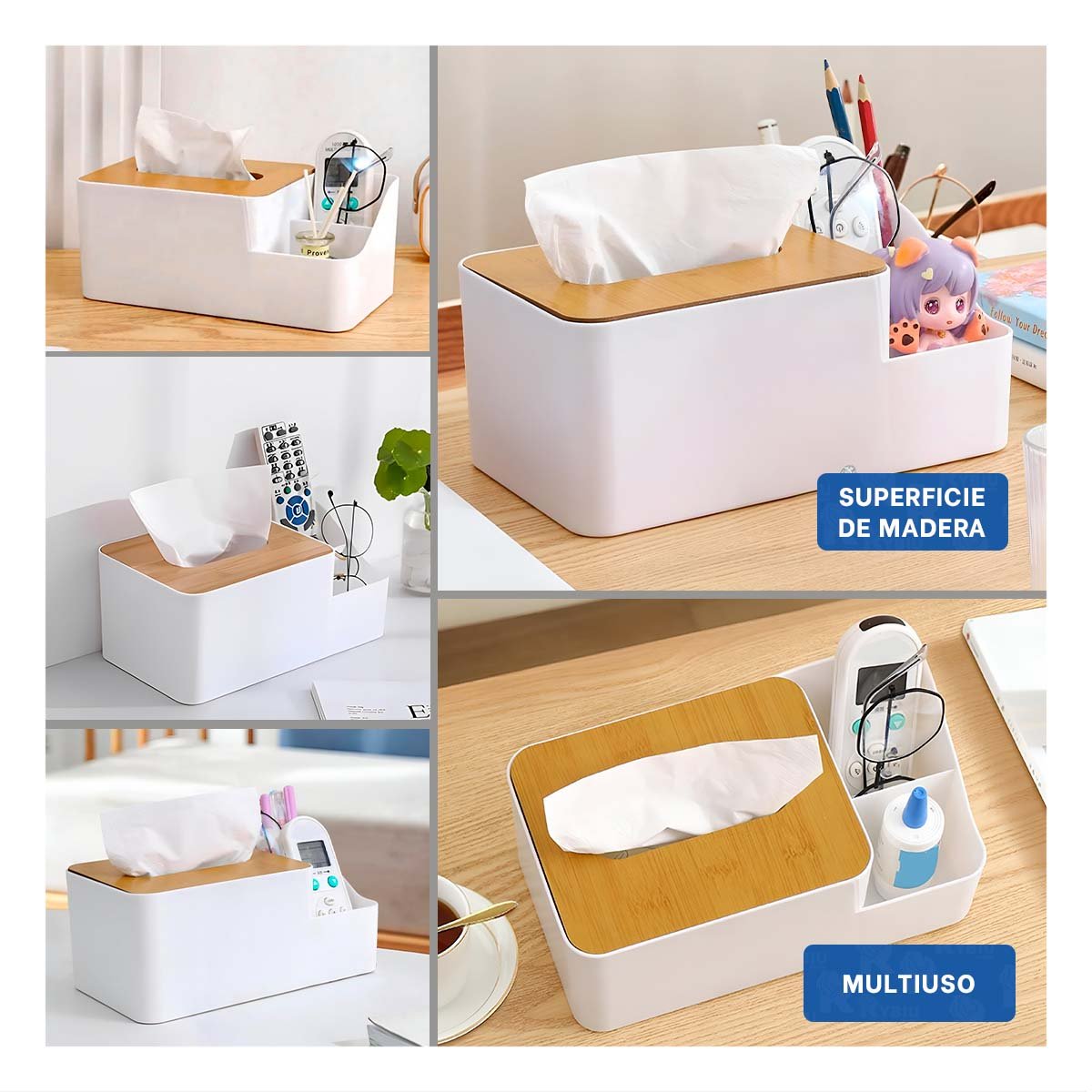 CAJITA UTIL SERVILLETAS BLANCO + POST-IT ADHESIVOS - 1