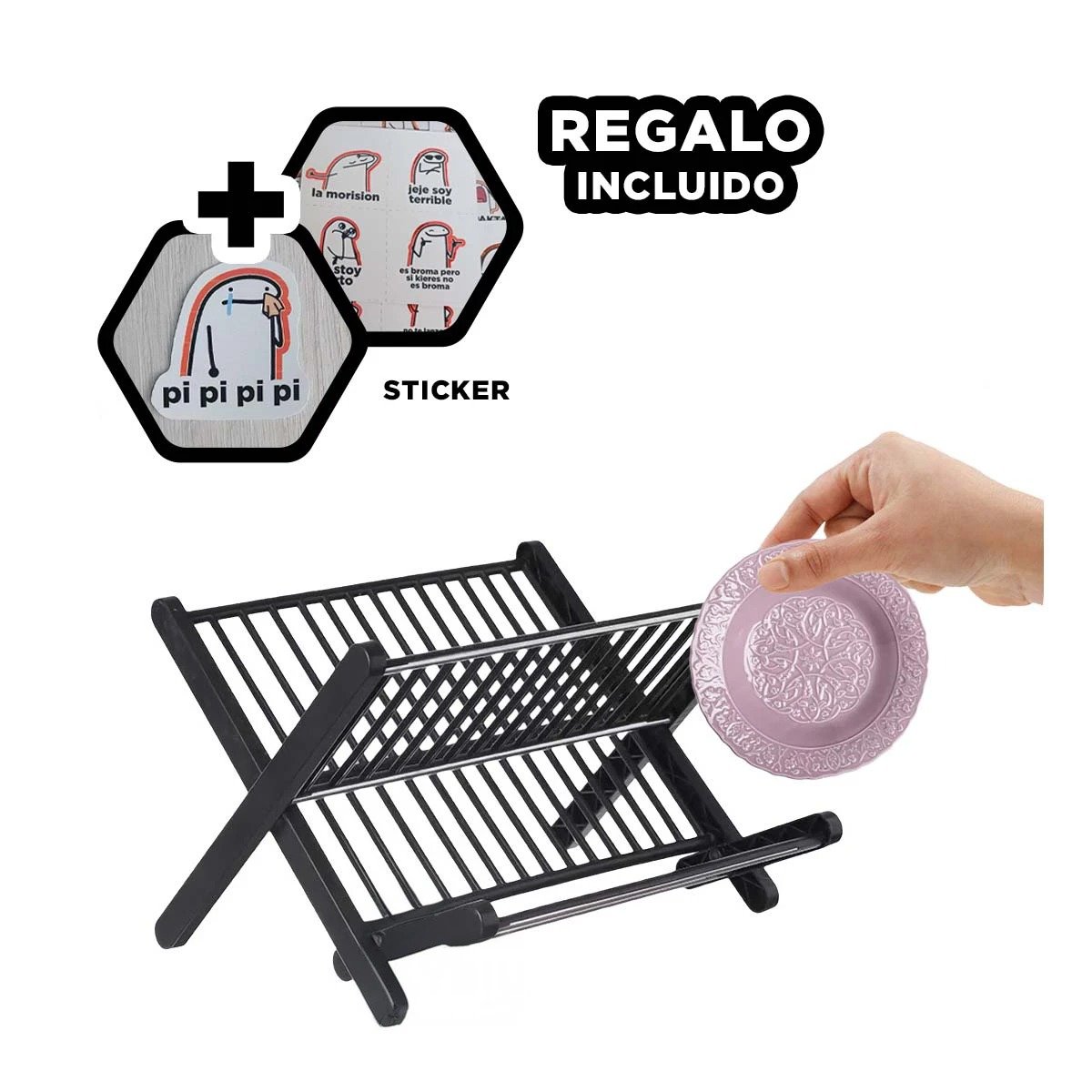 RACK RYBIU CO32529 NEGRO ESCURRIDOR DISHES + REGALO STICKERS - 1
