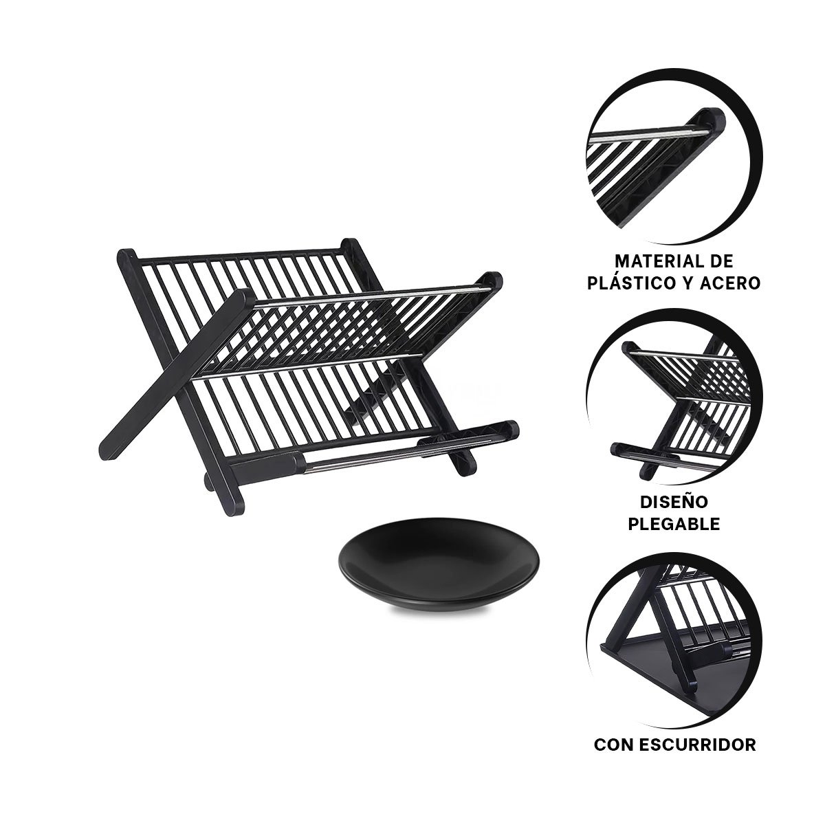 RACK RYBIU CO32529 NEGRO ESCURRIDOR DISHES + REGALO STICKERS - 3