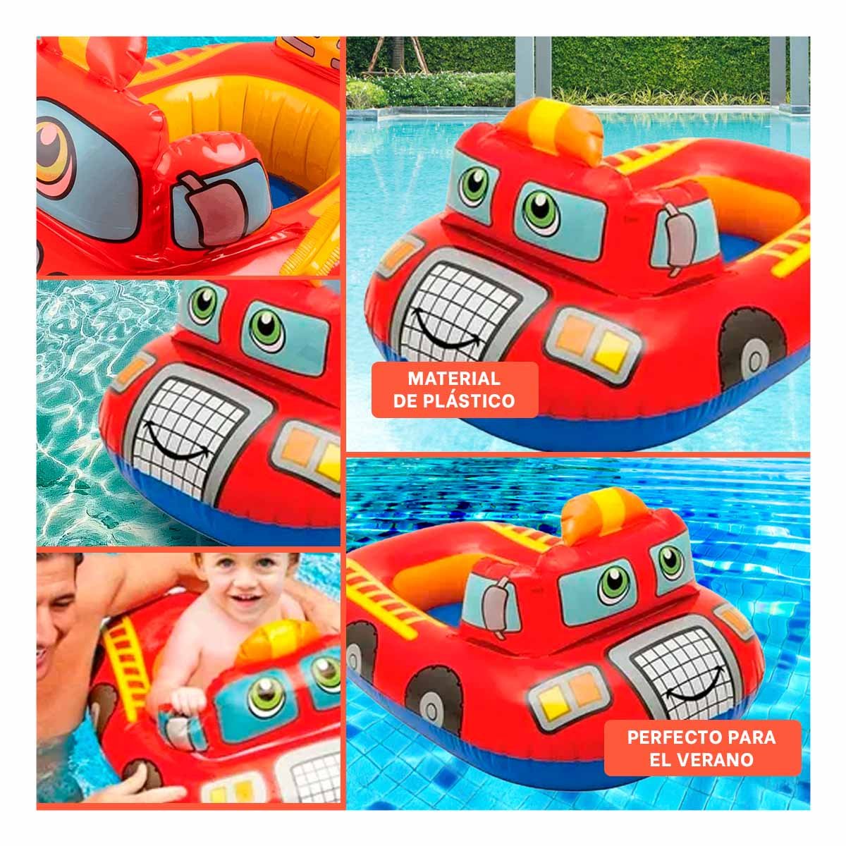 RUEDA CARRO INFANTIL CON DISEÑO DE CAMION BOMBERO ROJO PARA DIVERSION Y+POST IT - 5