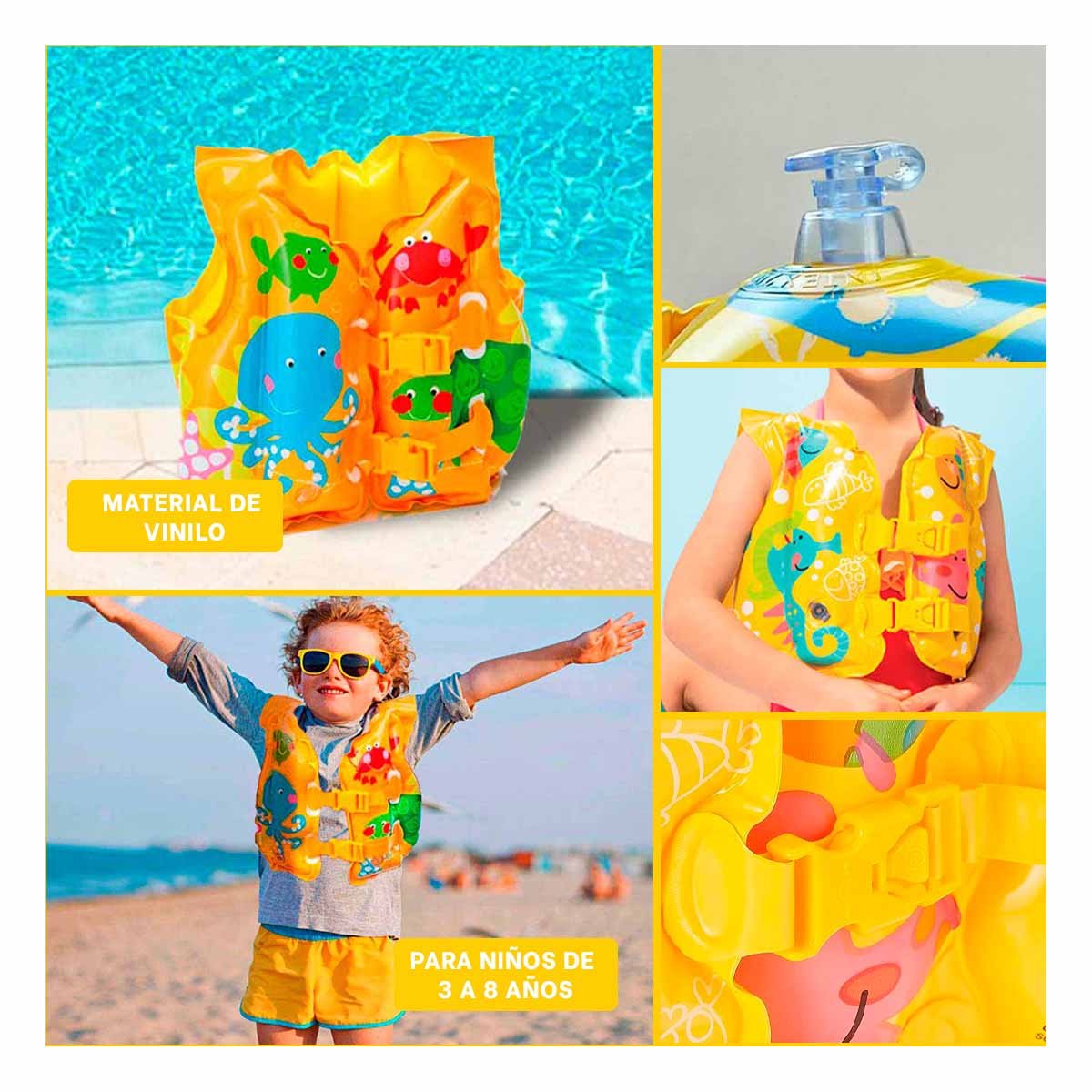CHALECO INFANTIL FLOTADOR CON DISENO TROPICAL PARA PISCINA Y RELAJO Y+POST IT - 5