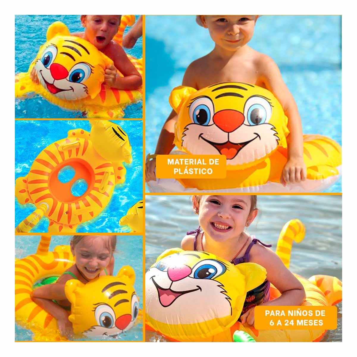FLOTADOR INFANTIL DE AGUA CON FORMA DE TIGRE Y ASA PARA BEBE PARA PISCINA Y+POST IT - 5