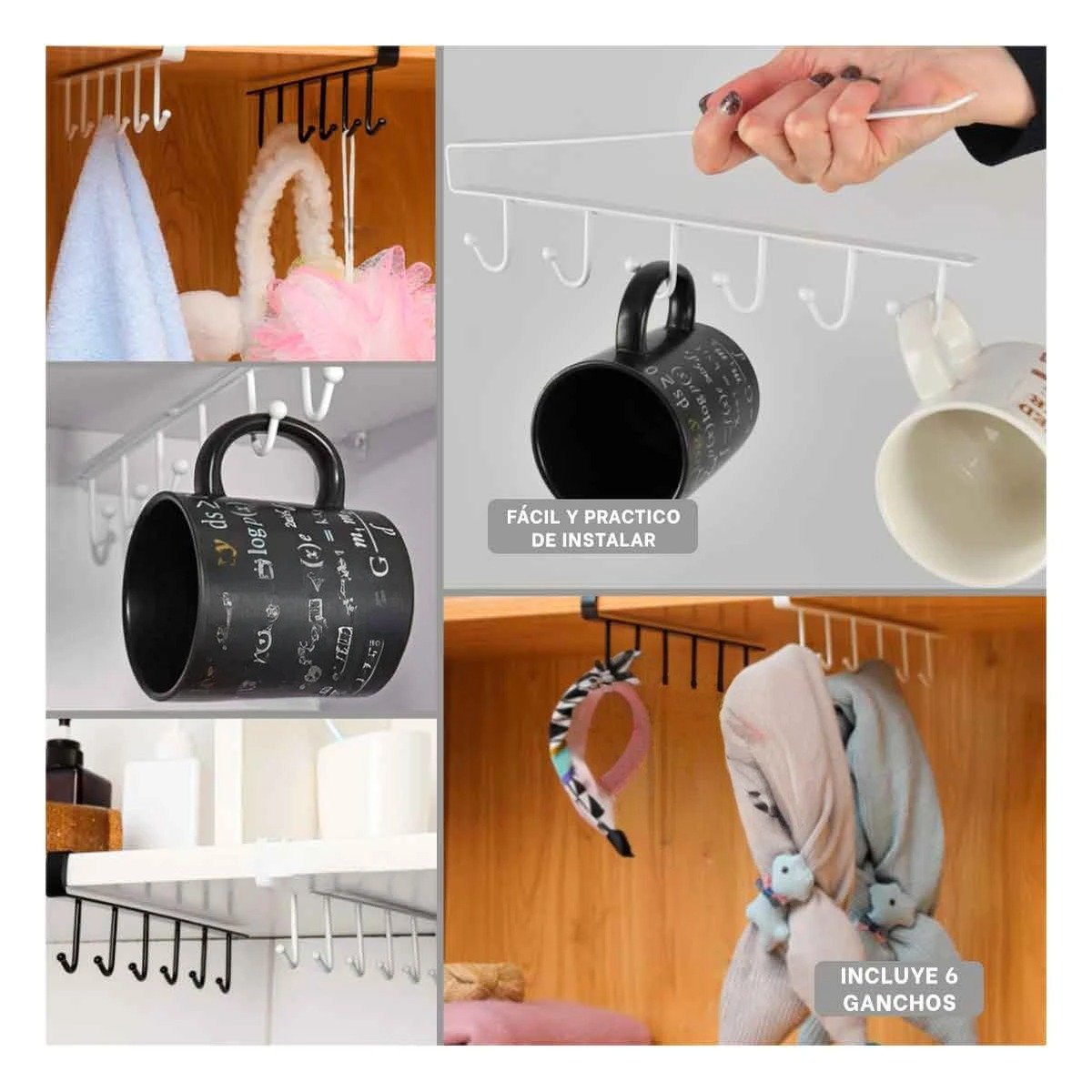 GANCHERO RYBIU HO29720 BLANCO COLGAR TAZAS + POST-IT ADHESIVOS - 1