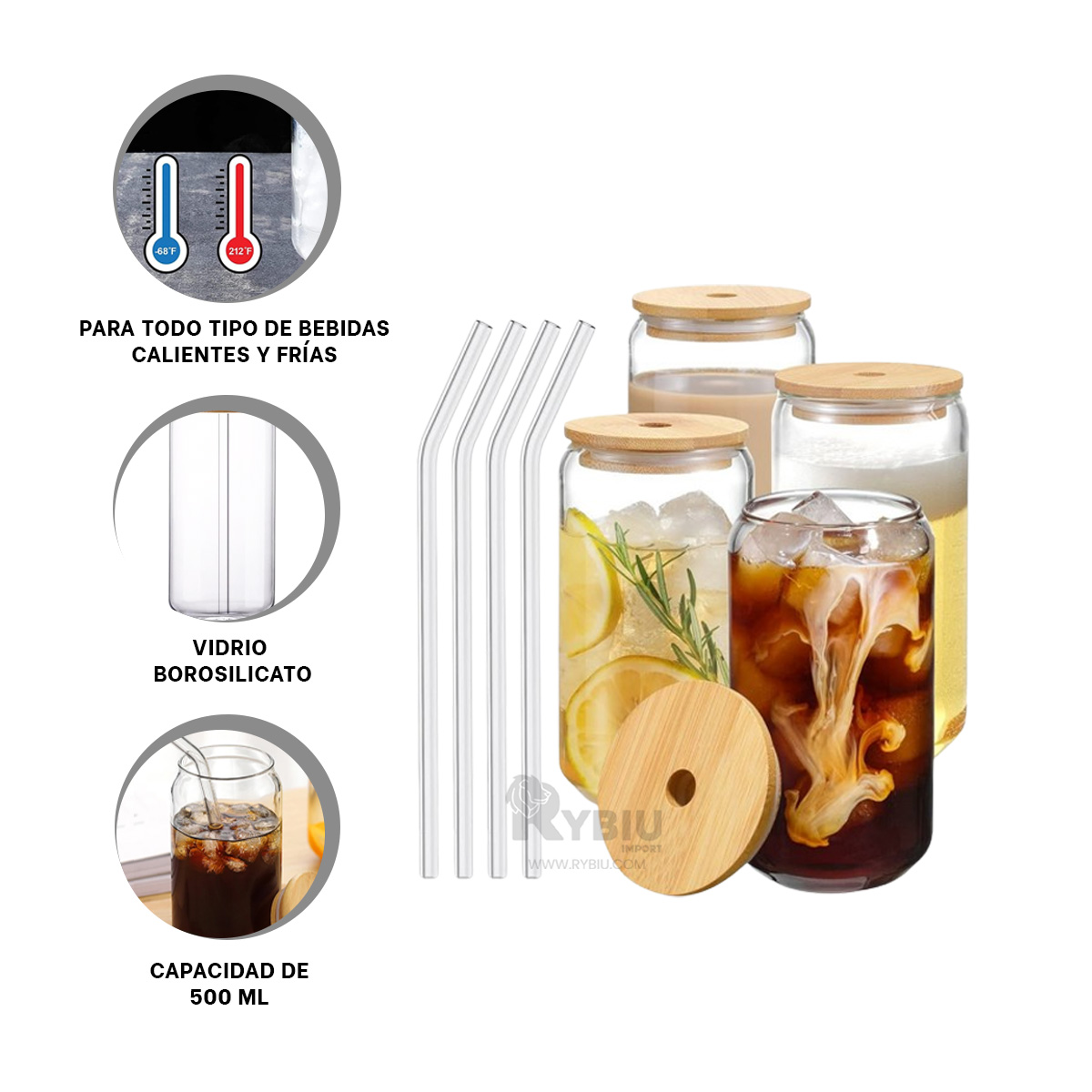 VASO PARA BEBIDAS FRIAS BONITO 500ML RYBIU CO32506 +REGALO AGENDITA - 2
