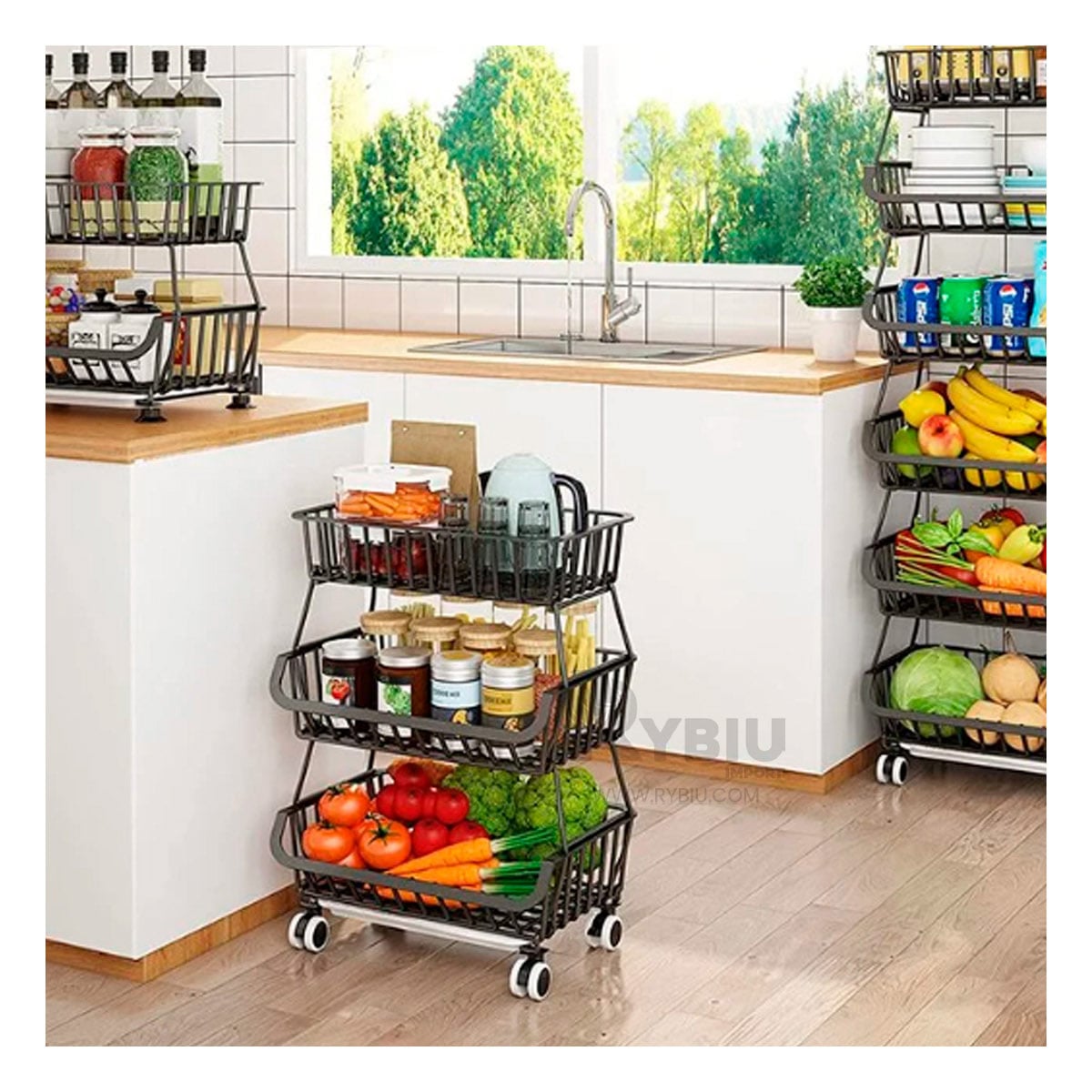 CANASTA RYBIU HO29688 NEGRO ALMACENAR ALIMENTOS + GIFT MINIAGENDA - 2