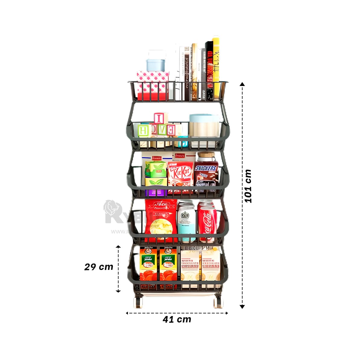 CANASTA DE HOGAR 5 NIVELES COLOR NEGRO Y+GIFT STICKERS - 5