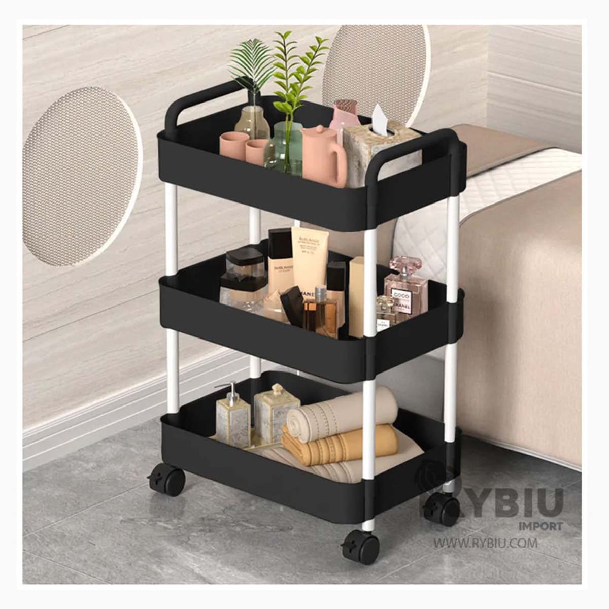 ESTANTERÍA RYBIU HO29694 NEGRO HOGAR + VOLTORIO REGALO - 1
