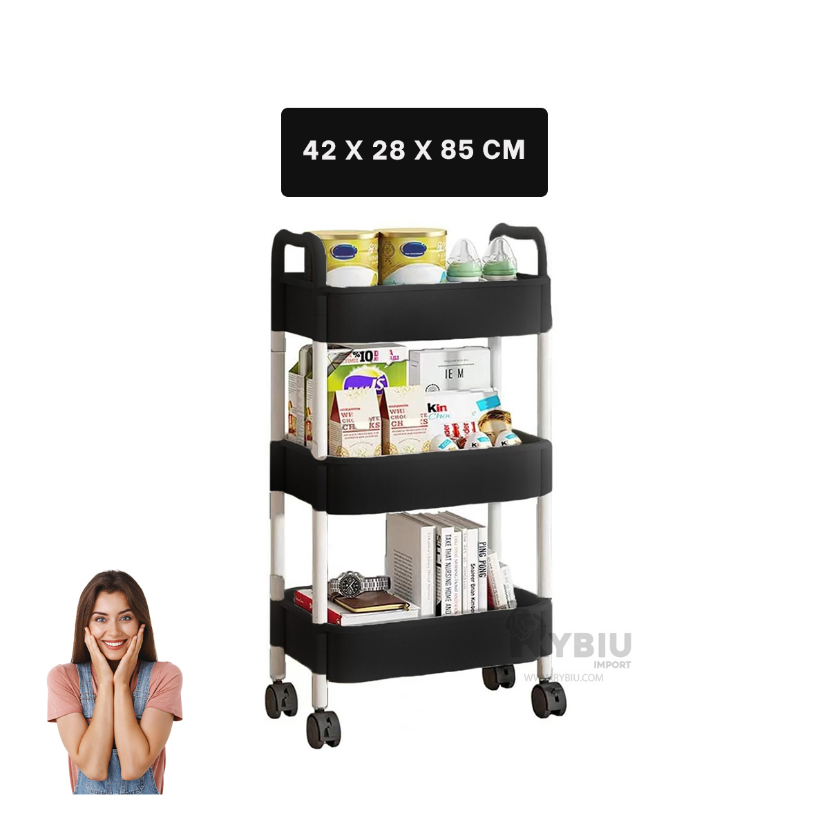 ESTANTERÍA RYBIU HO29694 NEGRO HOGAR + VOLTORIO REGALO - 5