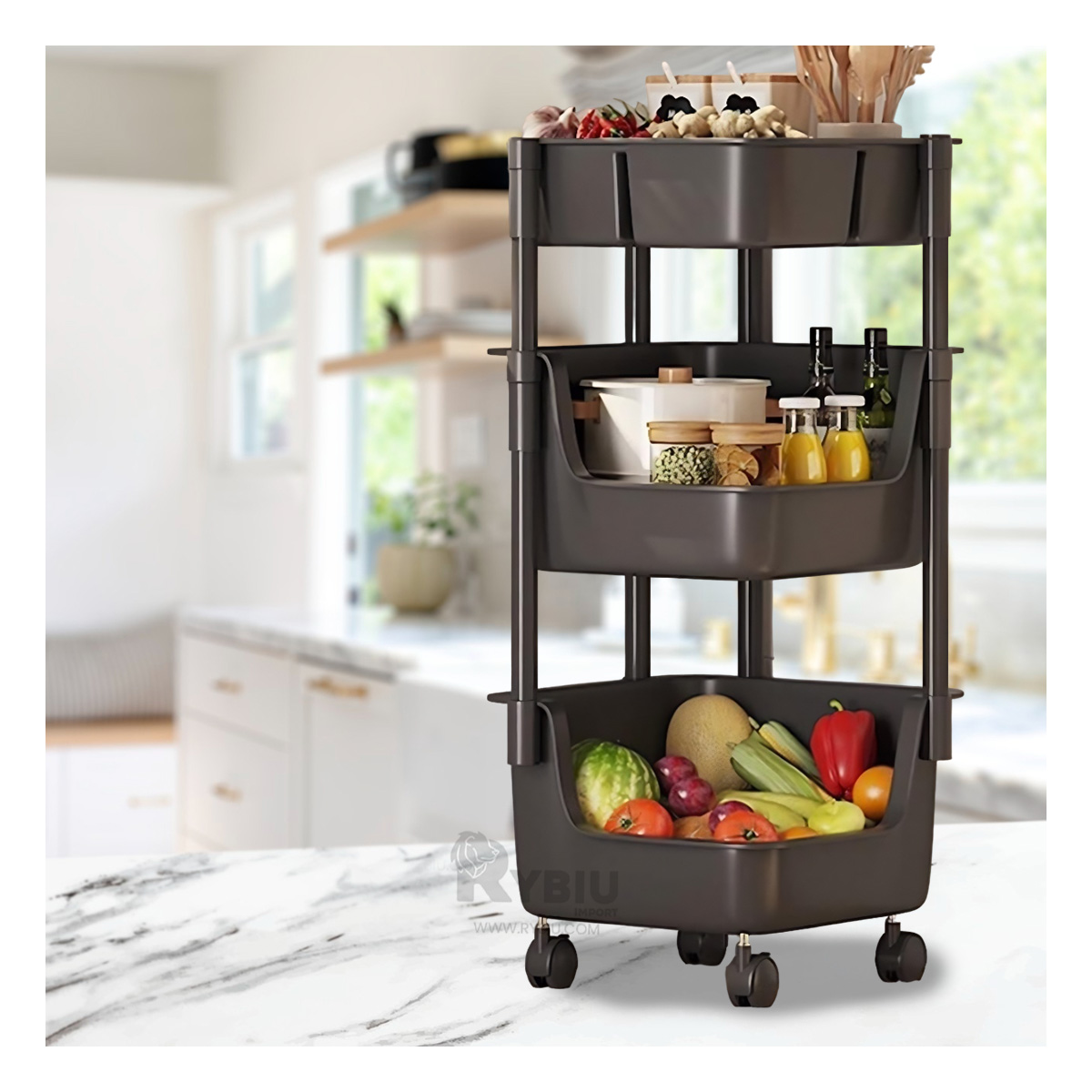 CARRITO RYBIU HO29685 NEGRO COMPACTO ERGONOMICO + PAPEL REGALO - 1