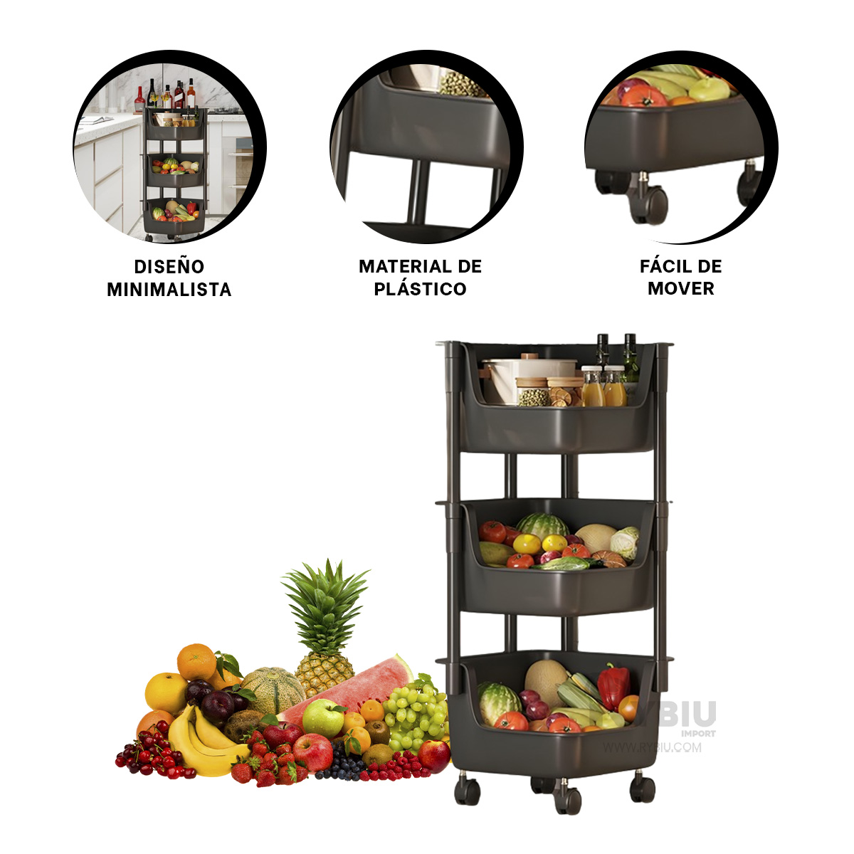 ORGANIZADOR RYBIU HO29685 NEGRO FACIL MOVER Y MODERNO + REGALO AGENDITA - 3