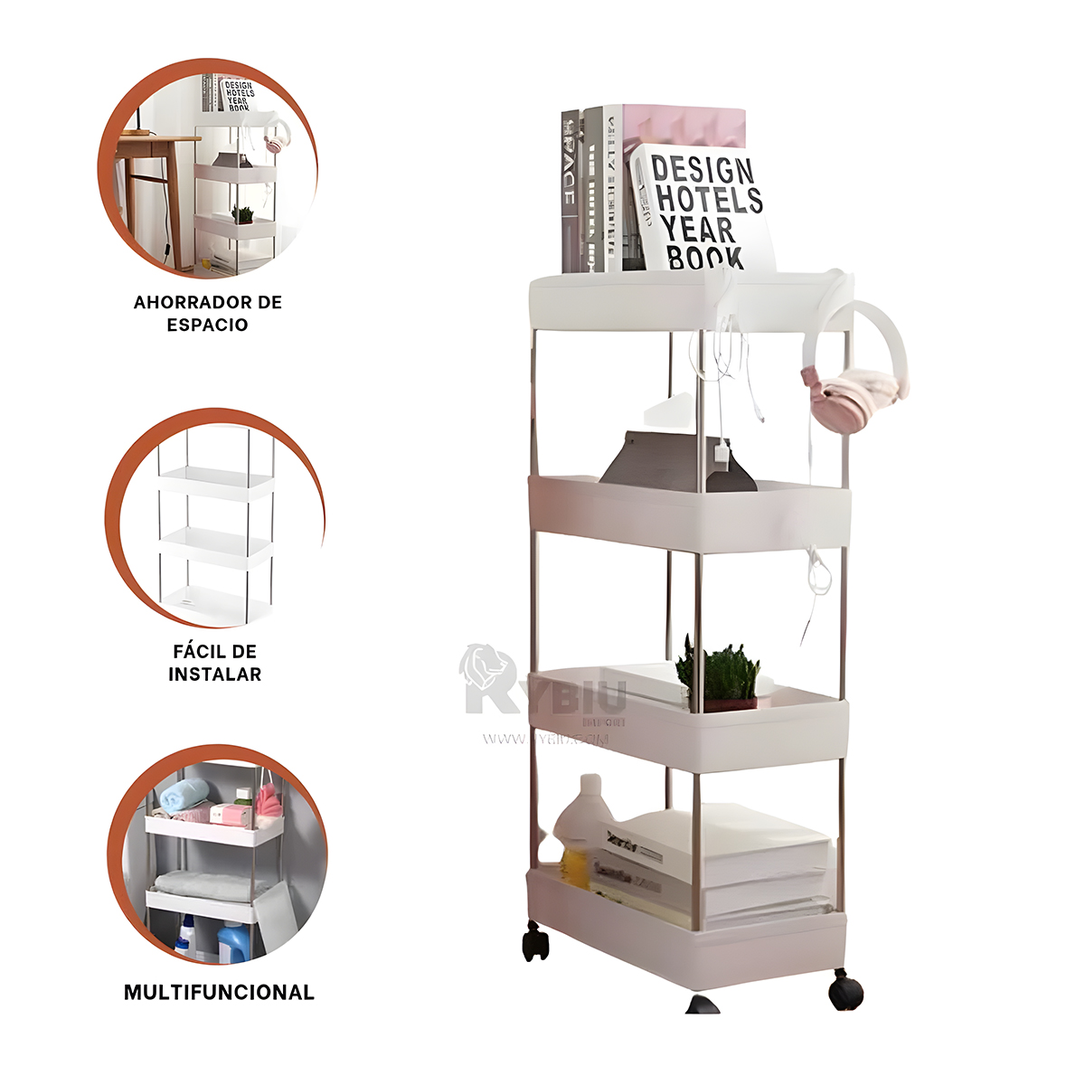 ORGANIZADOR RYBIU HO29678 BLANCO FUNCIONAL + REGALO LIGAS PEINAR - 3