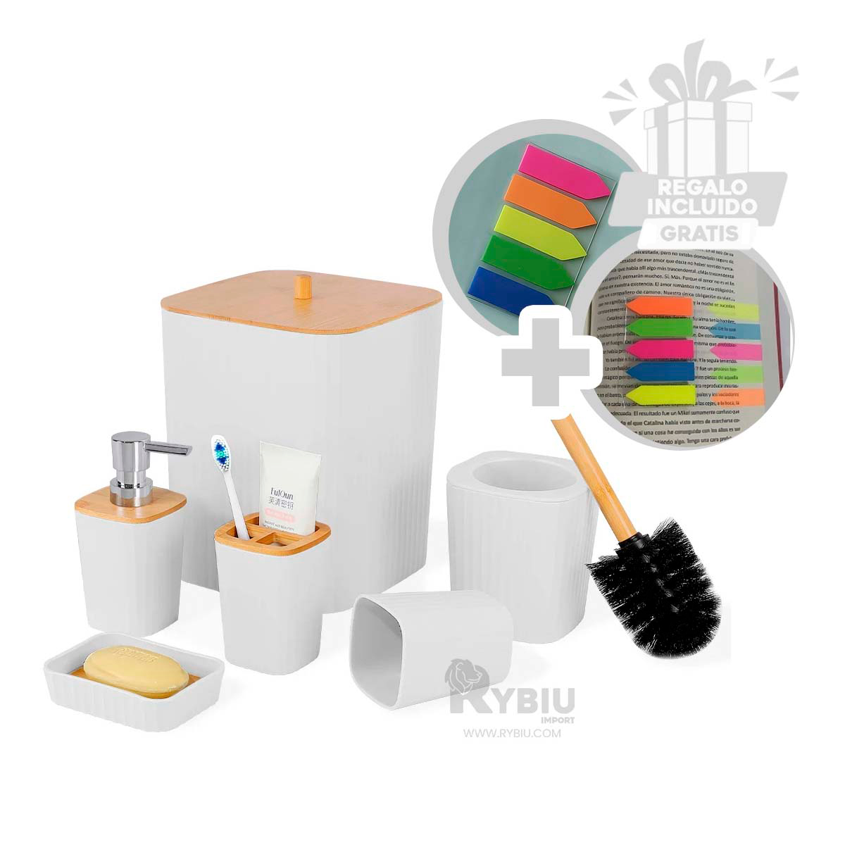 SET RYBIU HO29446 6 PIEZAS DINAMICO DE PIEZAS BLANCO + BANDERITAS ADHESIVAS - 1