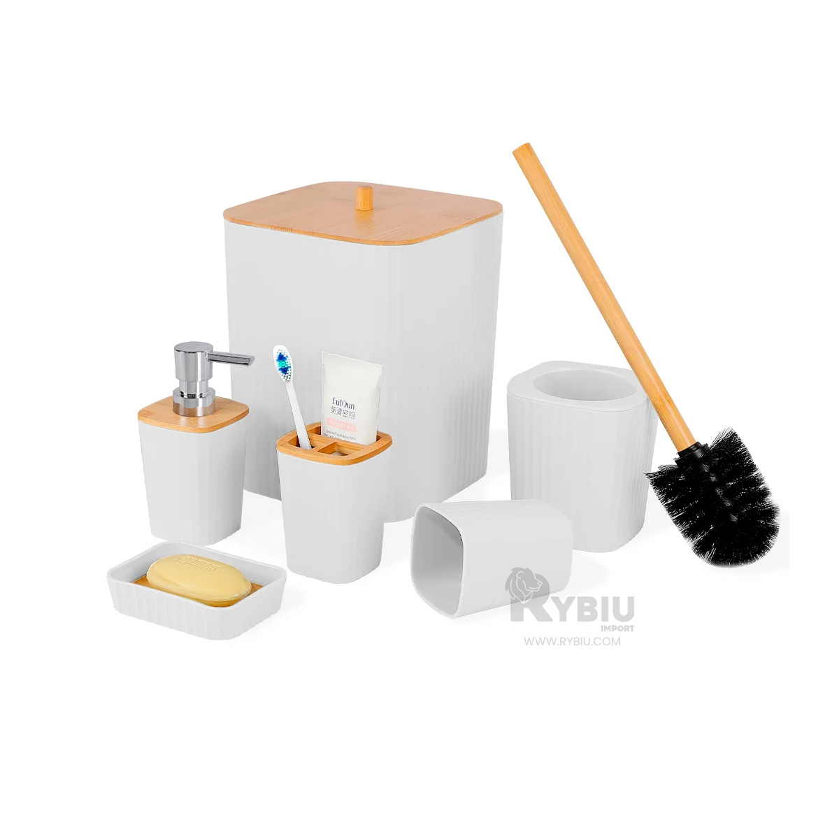SET RYBIU HO29446 6 PIEZAS DINAMICO DE PIEZAS BLANCO + BANDERITAS ADHESIVAS - 2