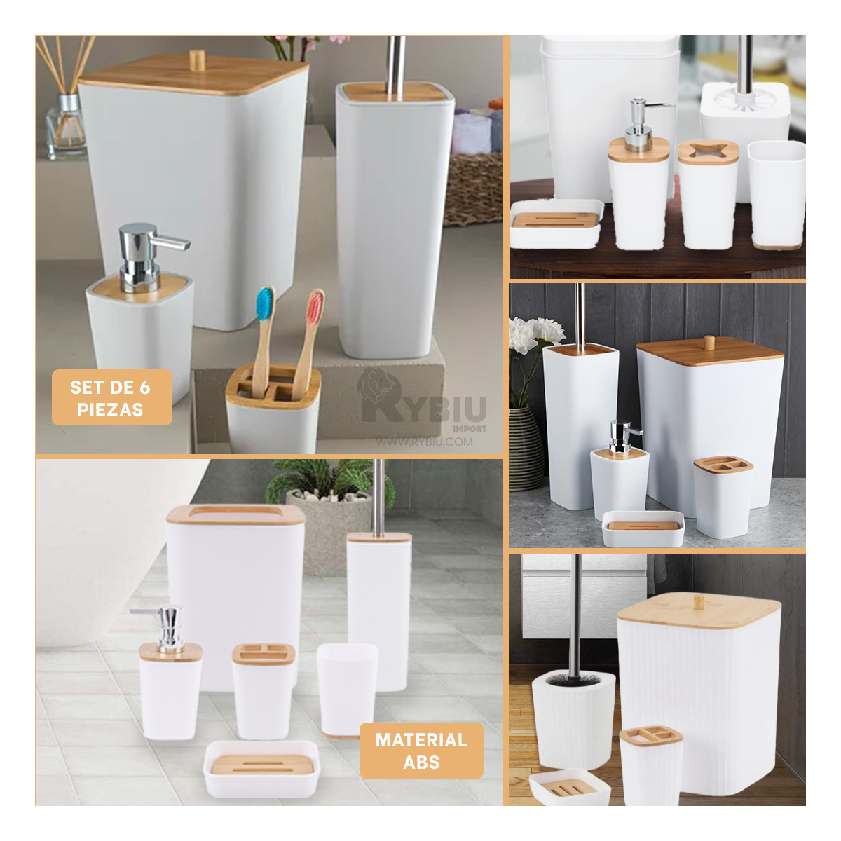 SET RYBIU HO29446 6 PIEZAS DINAMICO DE PIEZAS BLANCO + BANDERITAS ADHESIVAS - 3