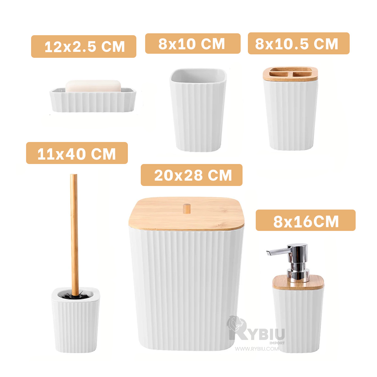 SET RYBIU HO29446 6 PIEZAS DINAMICO DE PIEZAS BLANCO + BANDERITAS ADHESIVAS - 5