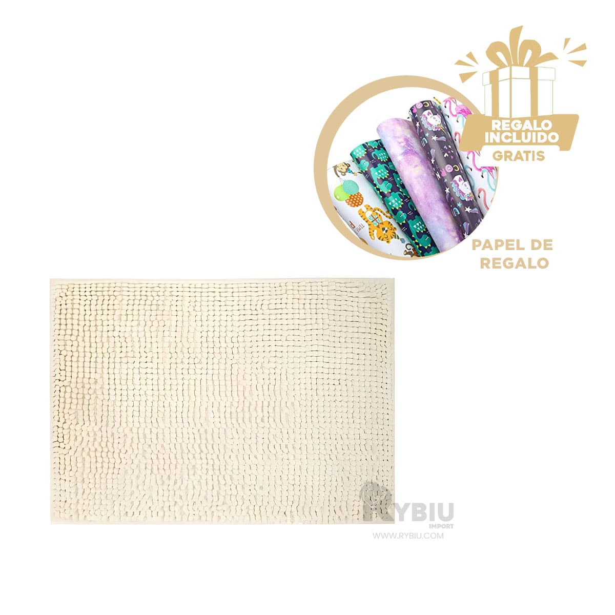 TAPETE DE FORMA RECTANGULAR EN TONO CREMA Y+PAPEL DE REGALO - 3